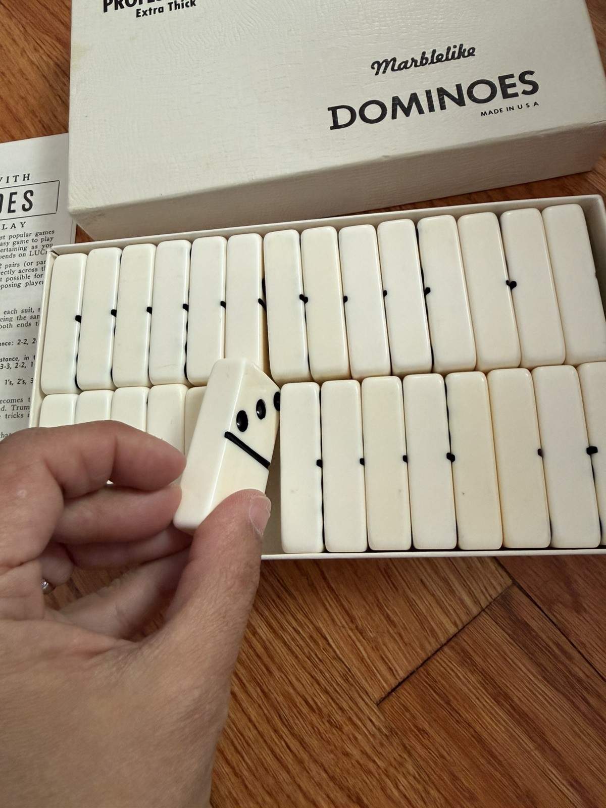 Vintage Dominoes Professional Extra Thick Marblelike Texas USA Game