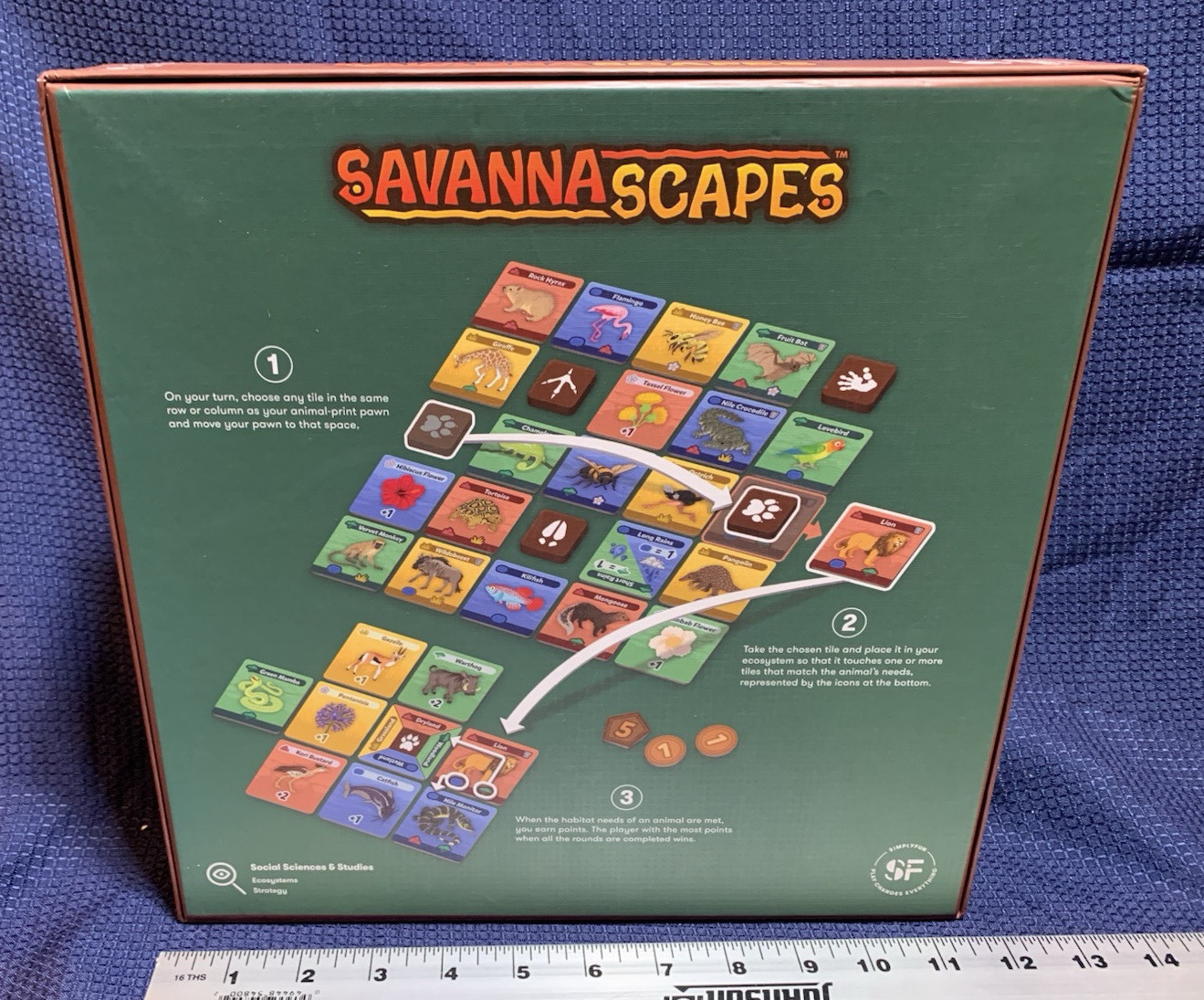 Simply Fun SavannaScapes Animal Boardgame EX/NM – Complete – Habitat and Ecology