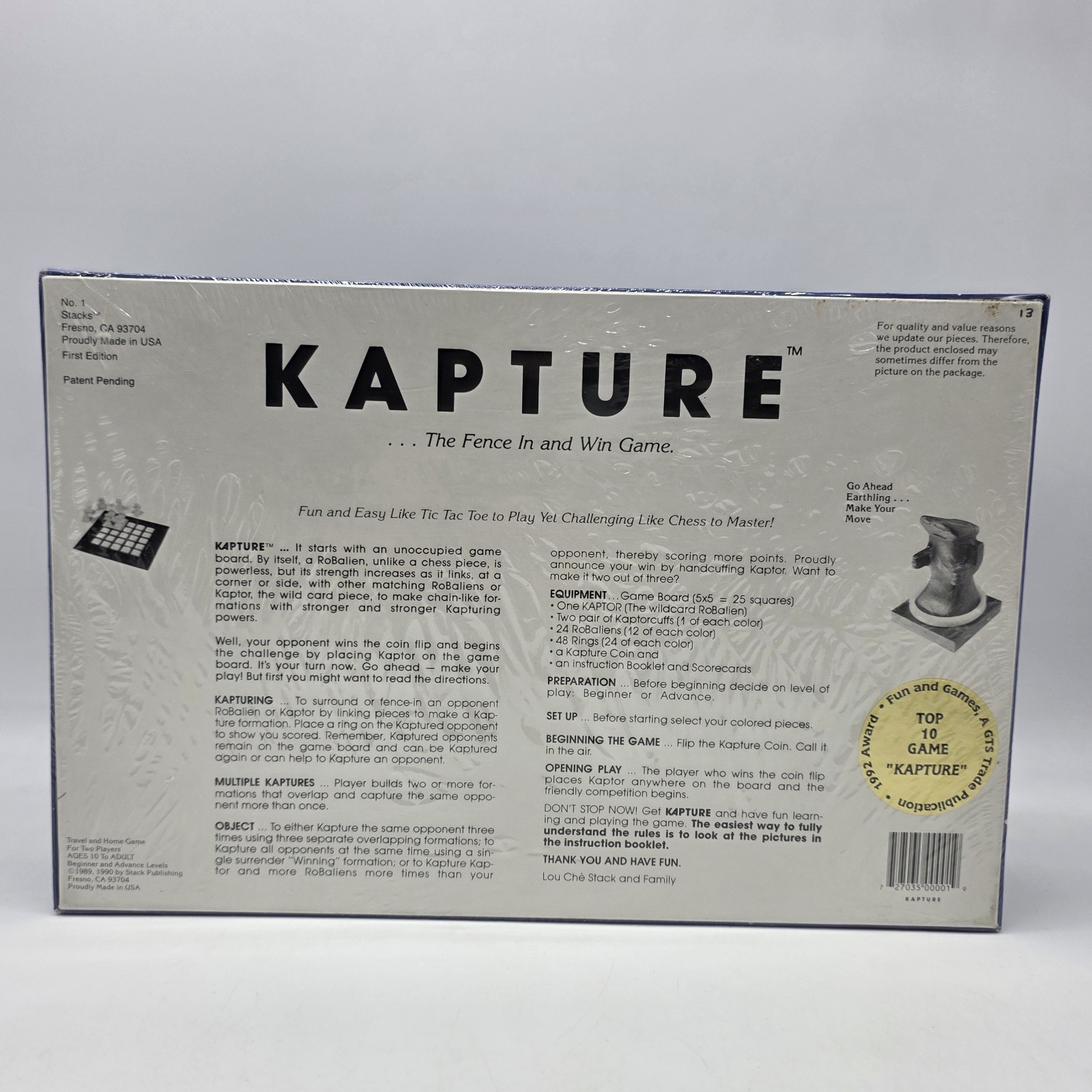 Kapture Board Game Fence In And Win Game First Edition Ages 10 To Adult Sealed