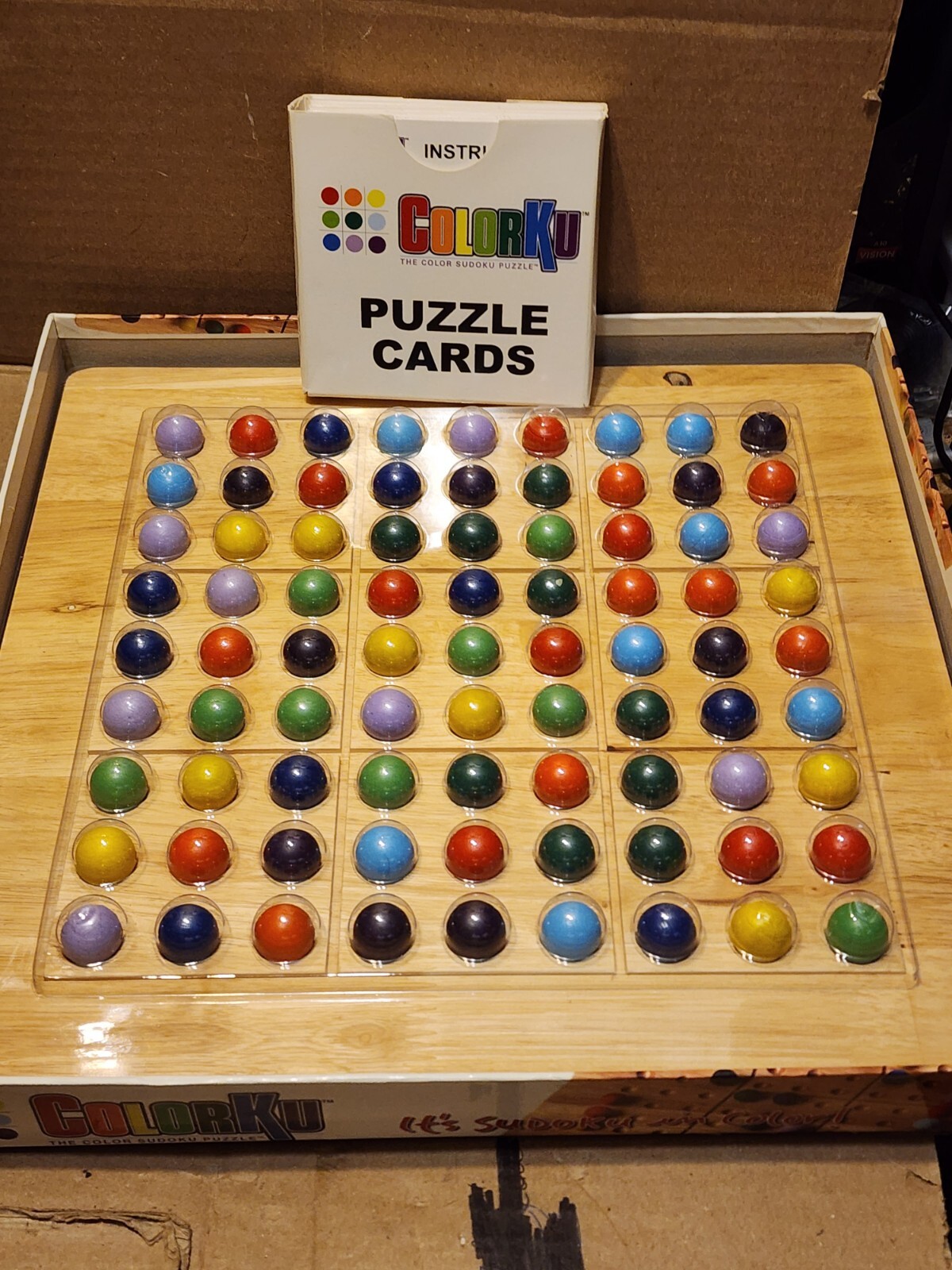 COLORKU Color Sudoku Puzzle Wooden Board Game Set with Puzzle Cards – Complete