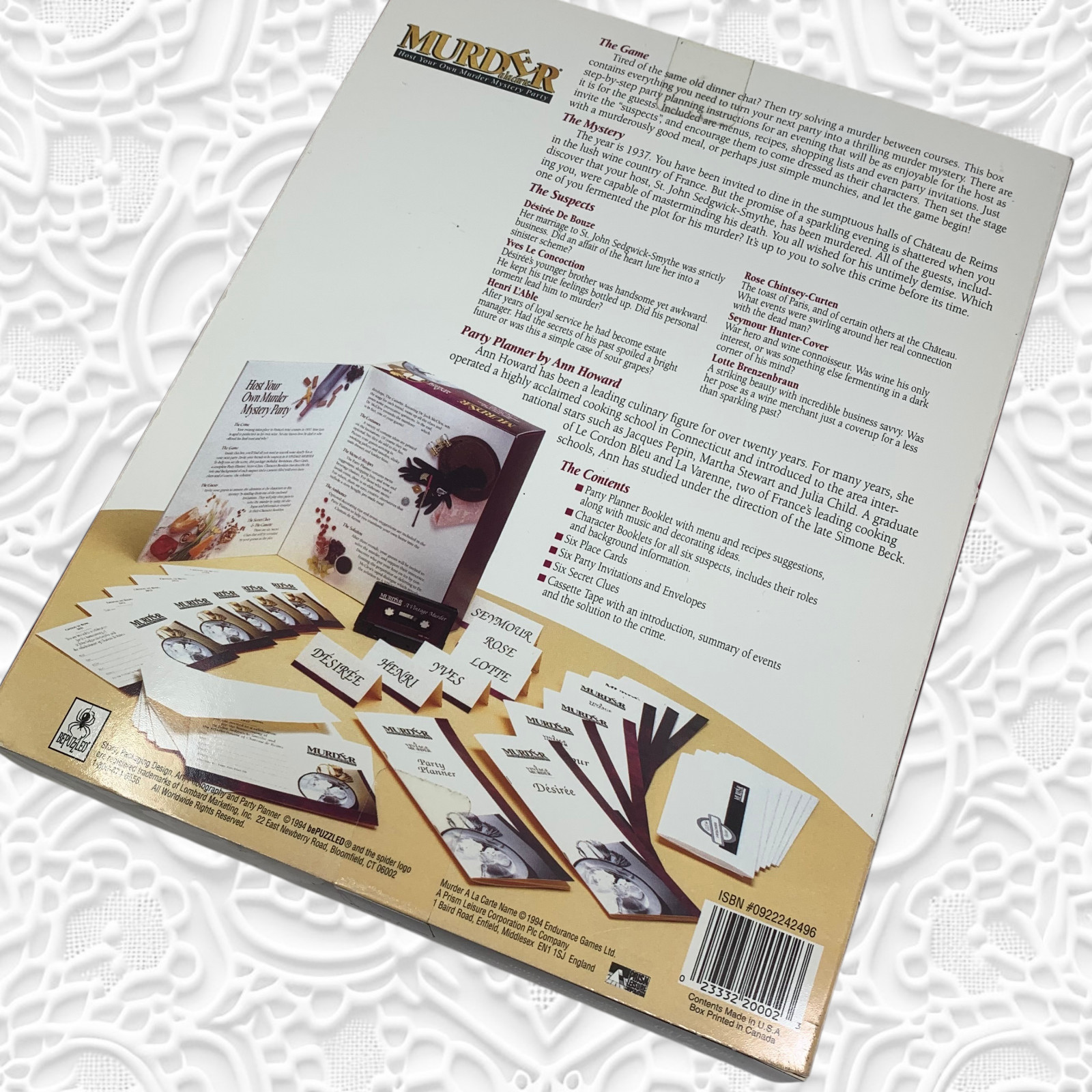 Vintage NEW 1994 Murder A La Carte Party Game Sealed BePuzzled Dinner Mystery