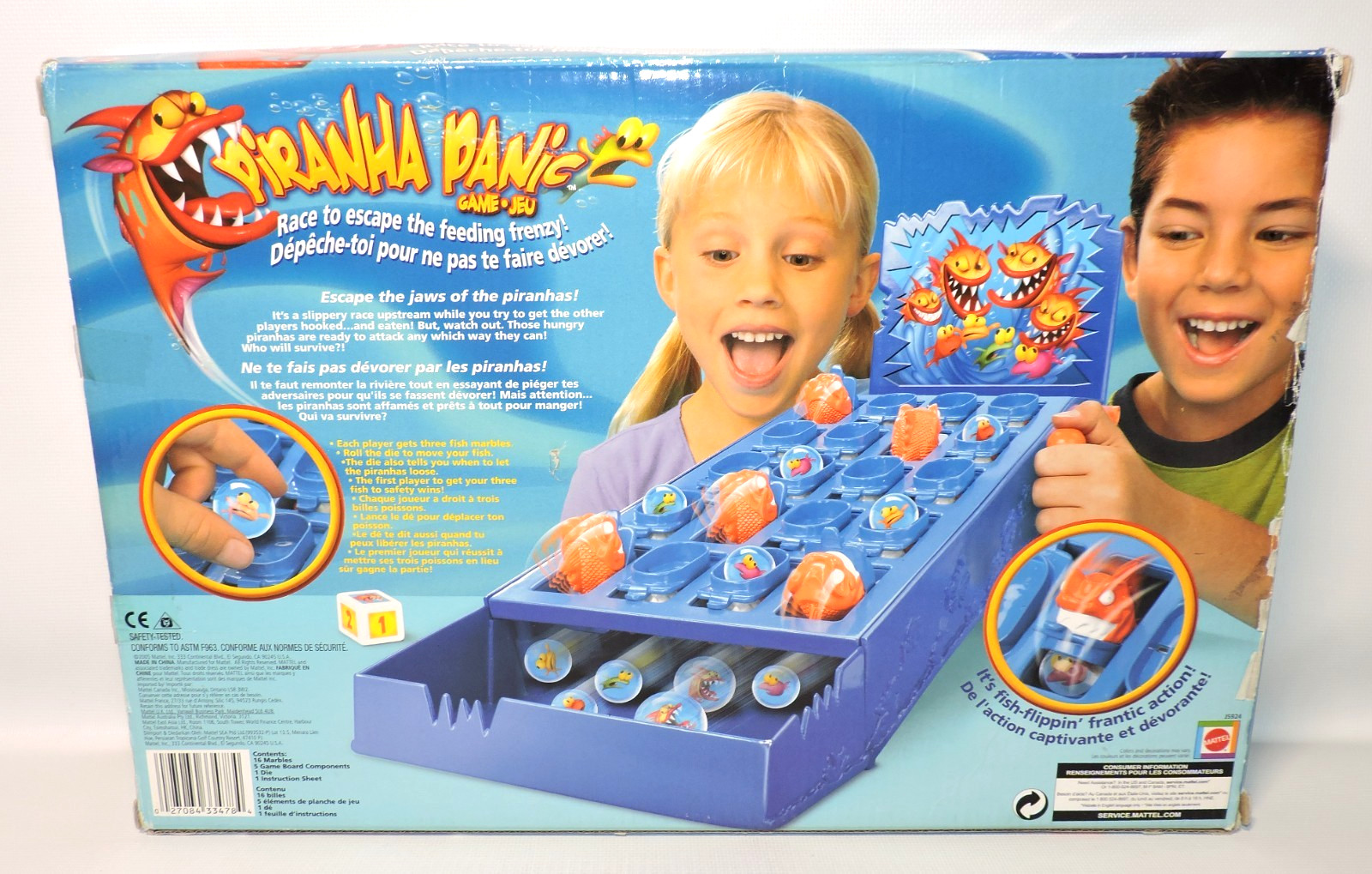 Piranha Panic Board Game, Near Complete, Missing 2 Regular Size Fish Marbles
