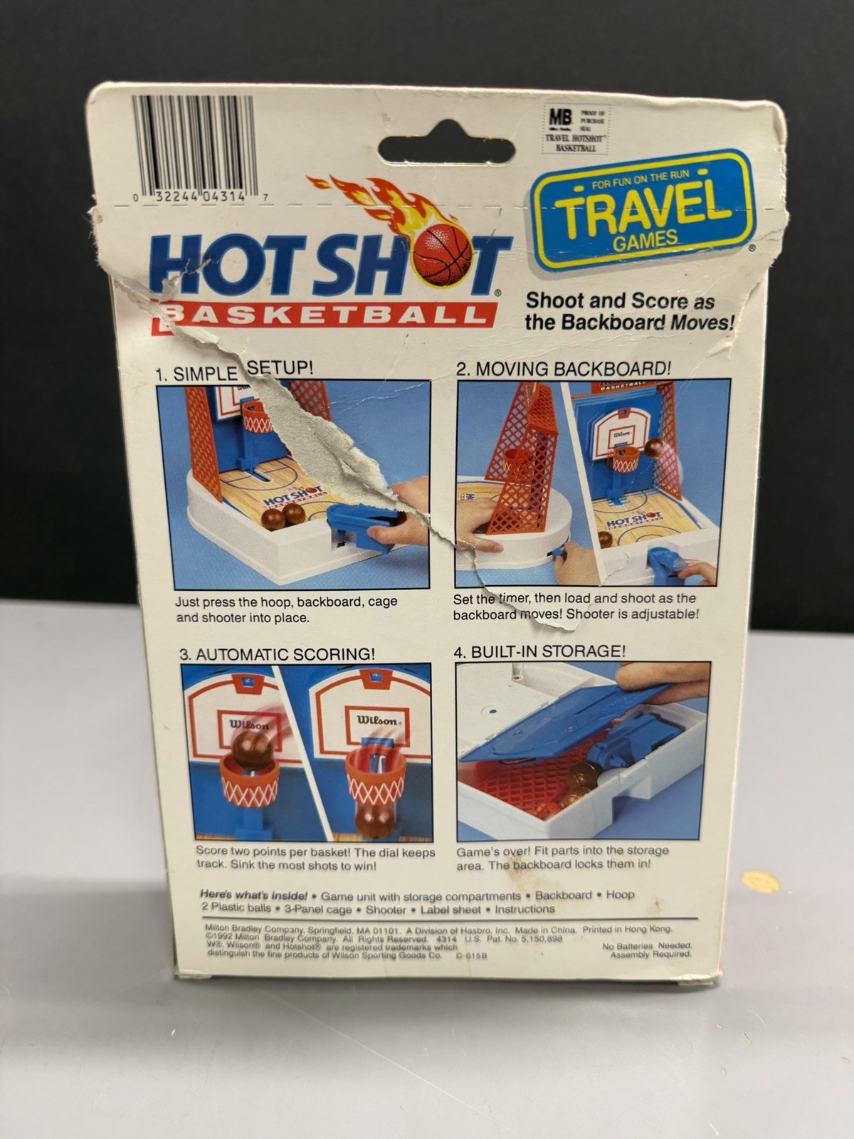 Hot Shot Basketball Vintage 1992 Motorized Travel Game Milton Bradley Complete