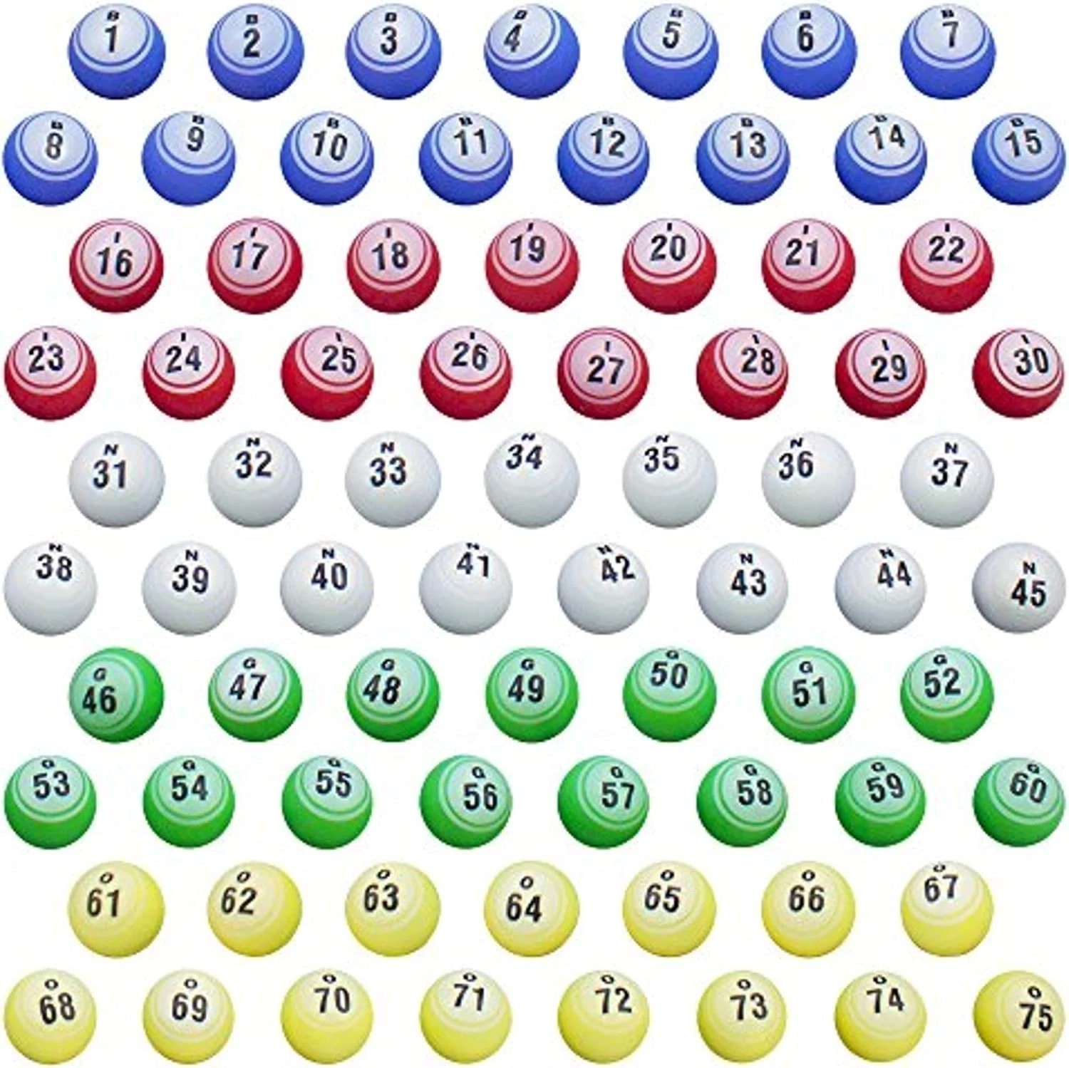 Bright & Legible 1.5 Inch Bingo Balls – 75 Multi-Color Set for Raffles & Games