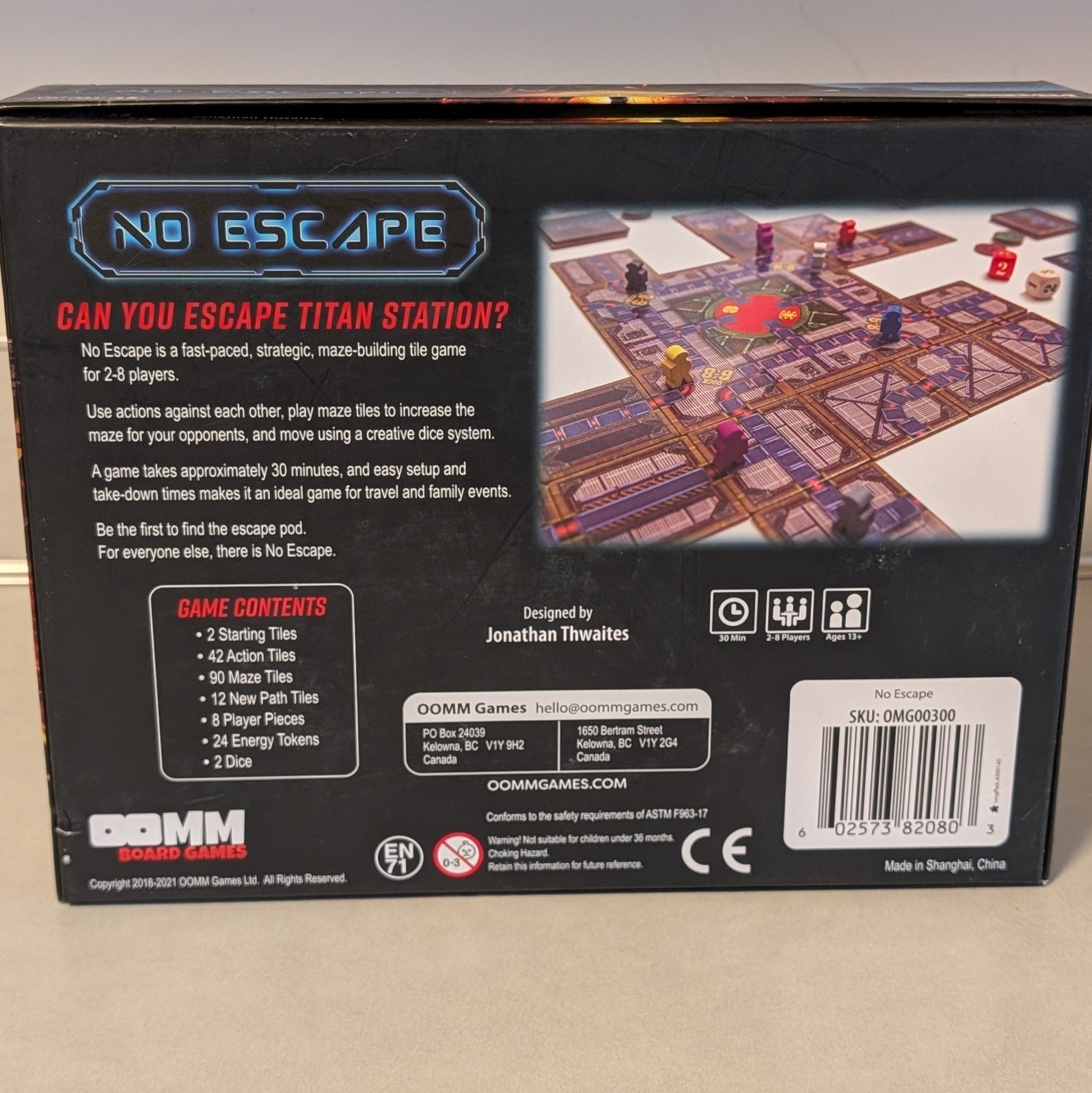 No Escape Board Game New – 2021 OOOM Board Games / Jonathan Thwaites – Complete