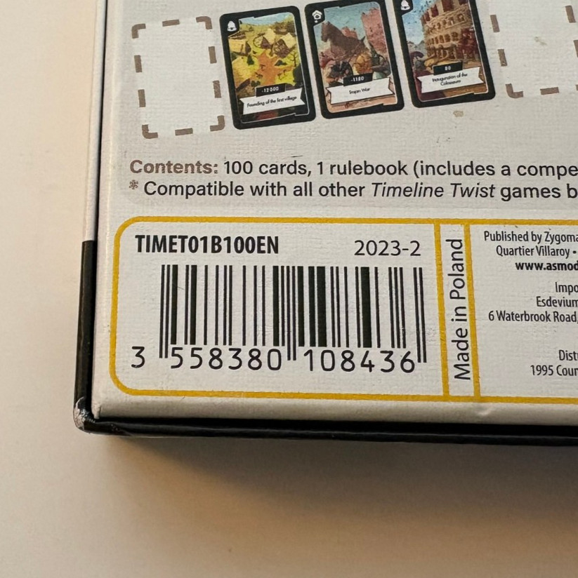 Timeline Twist Cooperative Card Game by Asmodee (New Open Box)