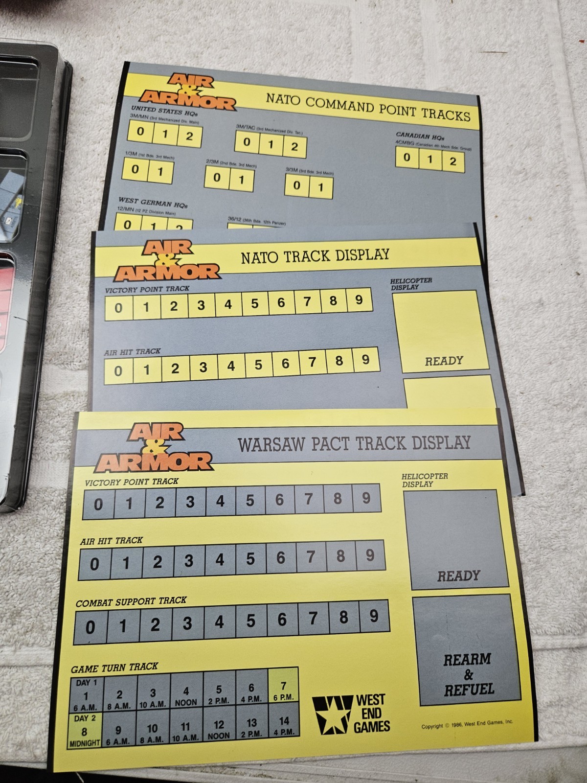 WEST END GAMES AIR & ARMOR 1986 VINTAGE PARTIALLY UNPUNCHED