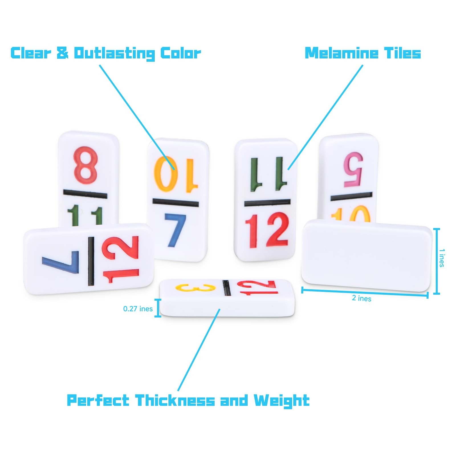 Mexican Train Numbers Dominoes with 4 Wood Trays, Color Double 12 Numerical D…
