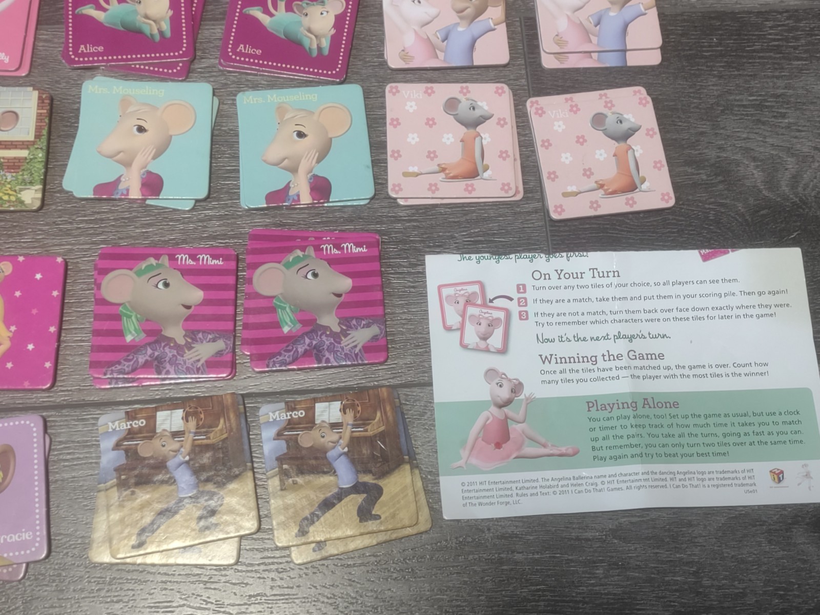 Angelina Ballerina Matching Game The Wonder Forge 2011 Complete