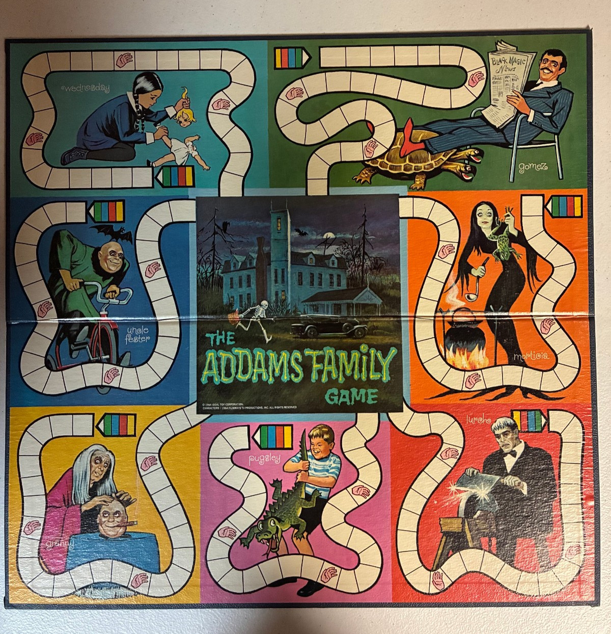 Vintage 1964 Addams Family Board Game & Pieces Complete Ideal – NO BOX