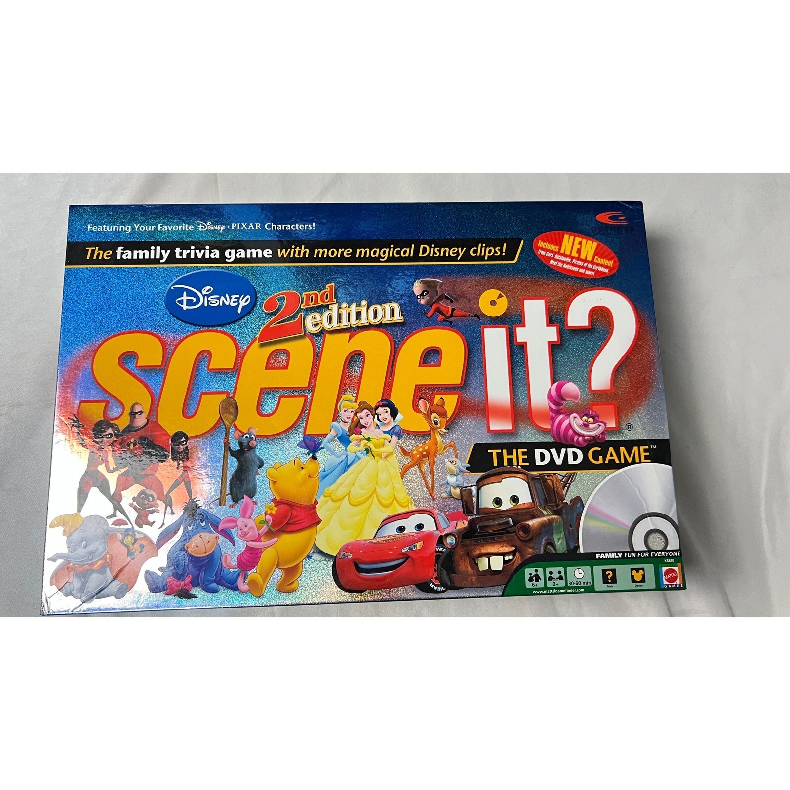 Disney Scene It 2nd Edition DVD Board Game Mattel 2007 Pixar Trivia Missing DVD