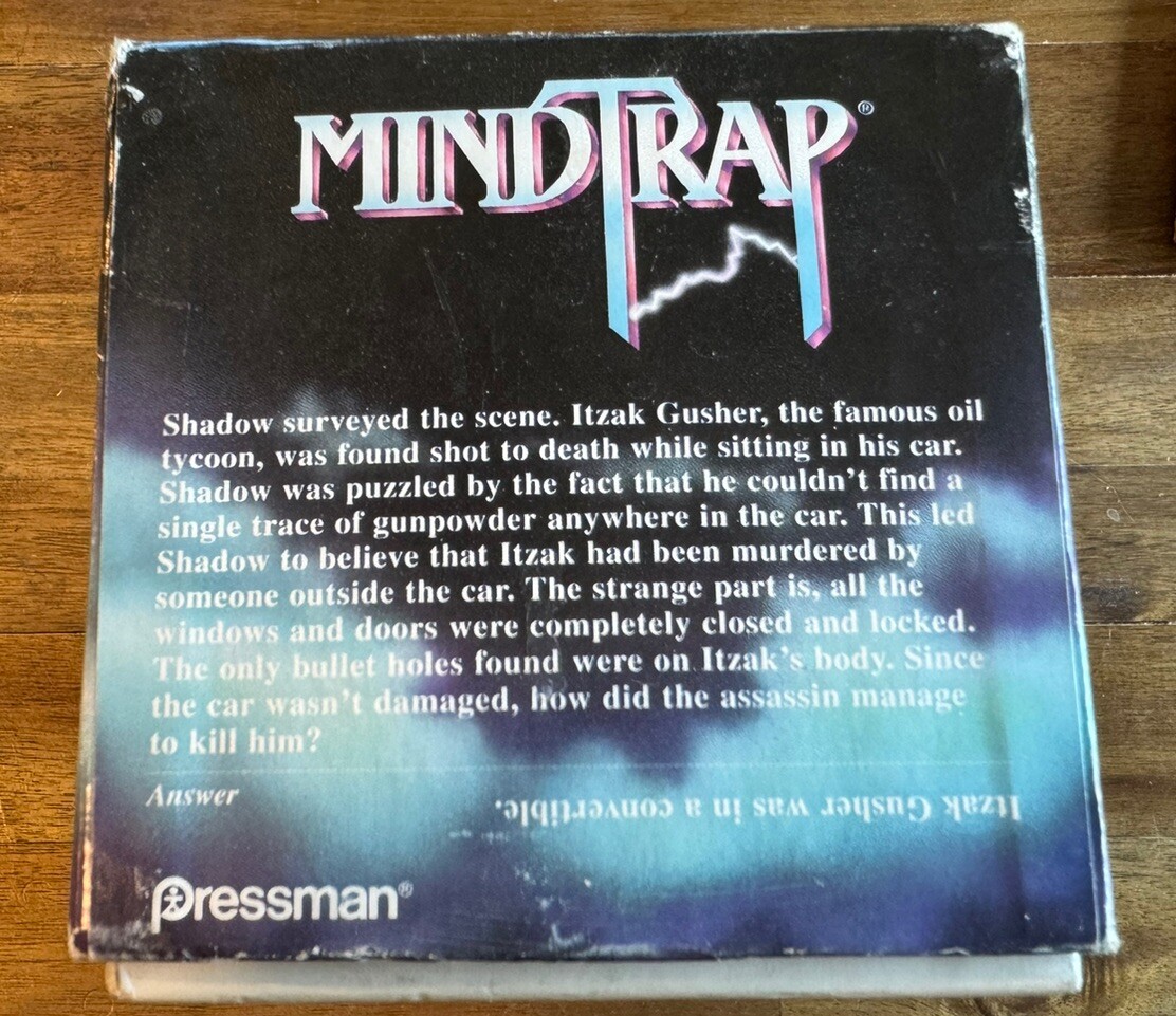 MINDTRAP 1996 Pressman Puzzle/Mystery/Problem Solving card-based game