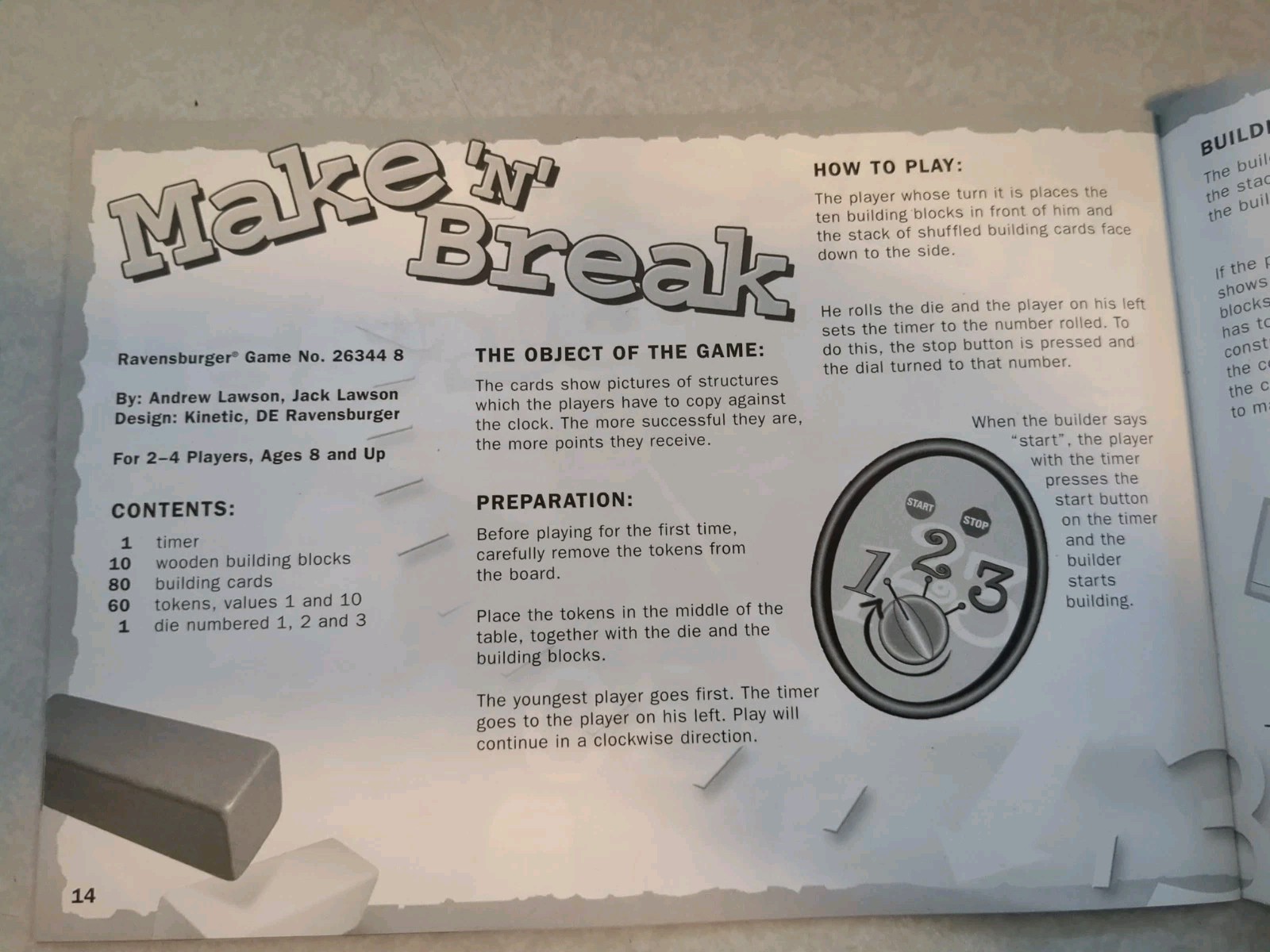 MAKE ‘N’ BREAK Board Game Complete Ravensburger 2004 Block Building Challenge