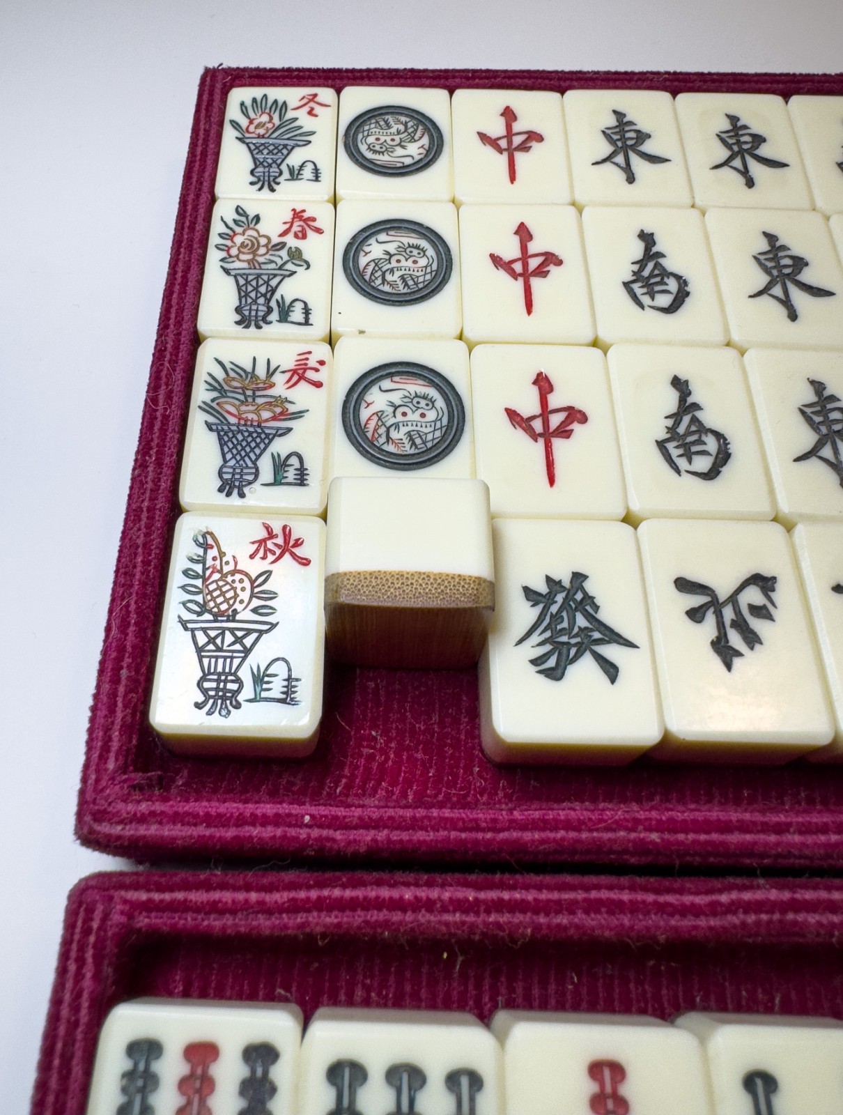 Vintage Bone & Bamboo Mah Jong Set