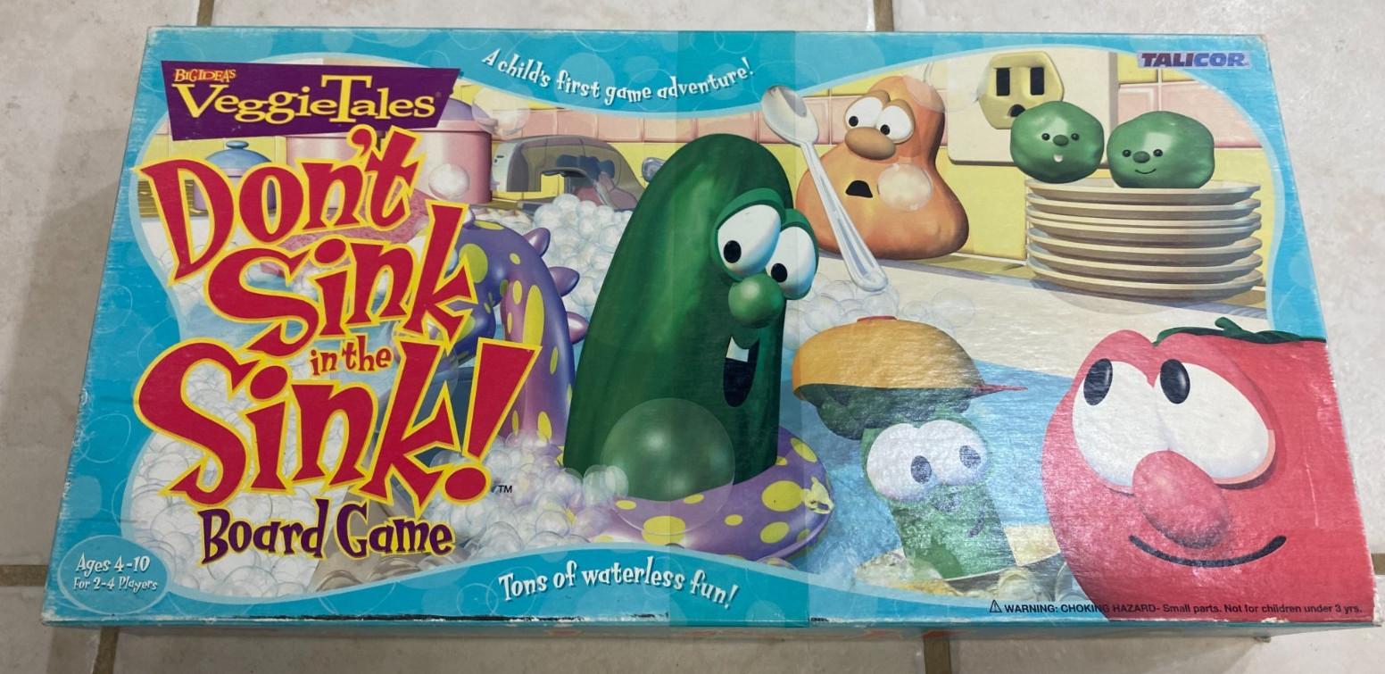 VeggieTales Don’t Sink in the Sink! Board Game Missing 1 Piece Veggie Tales