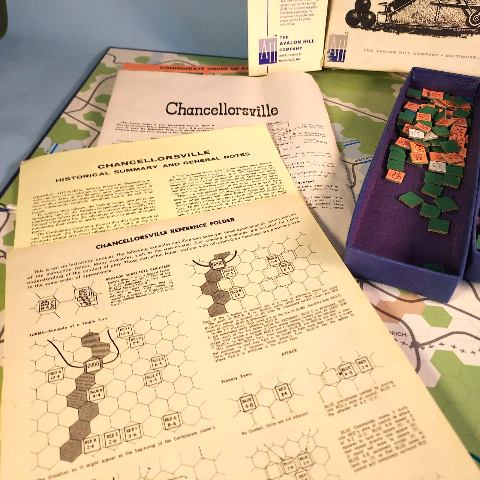 CHANCELLORSVILLE Civil War Battle Game Avalon Hill 1961 Excellent