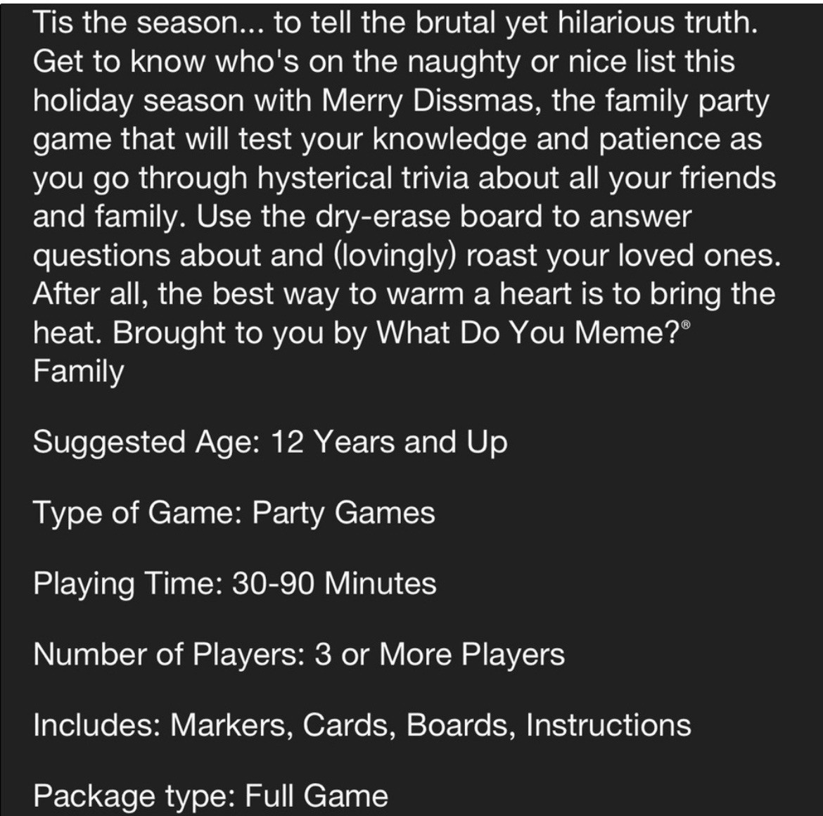 Merry Dissmas The Hilarious Family Holiday Party Game by What Do You Meme? NEW