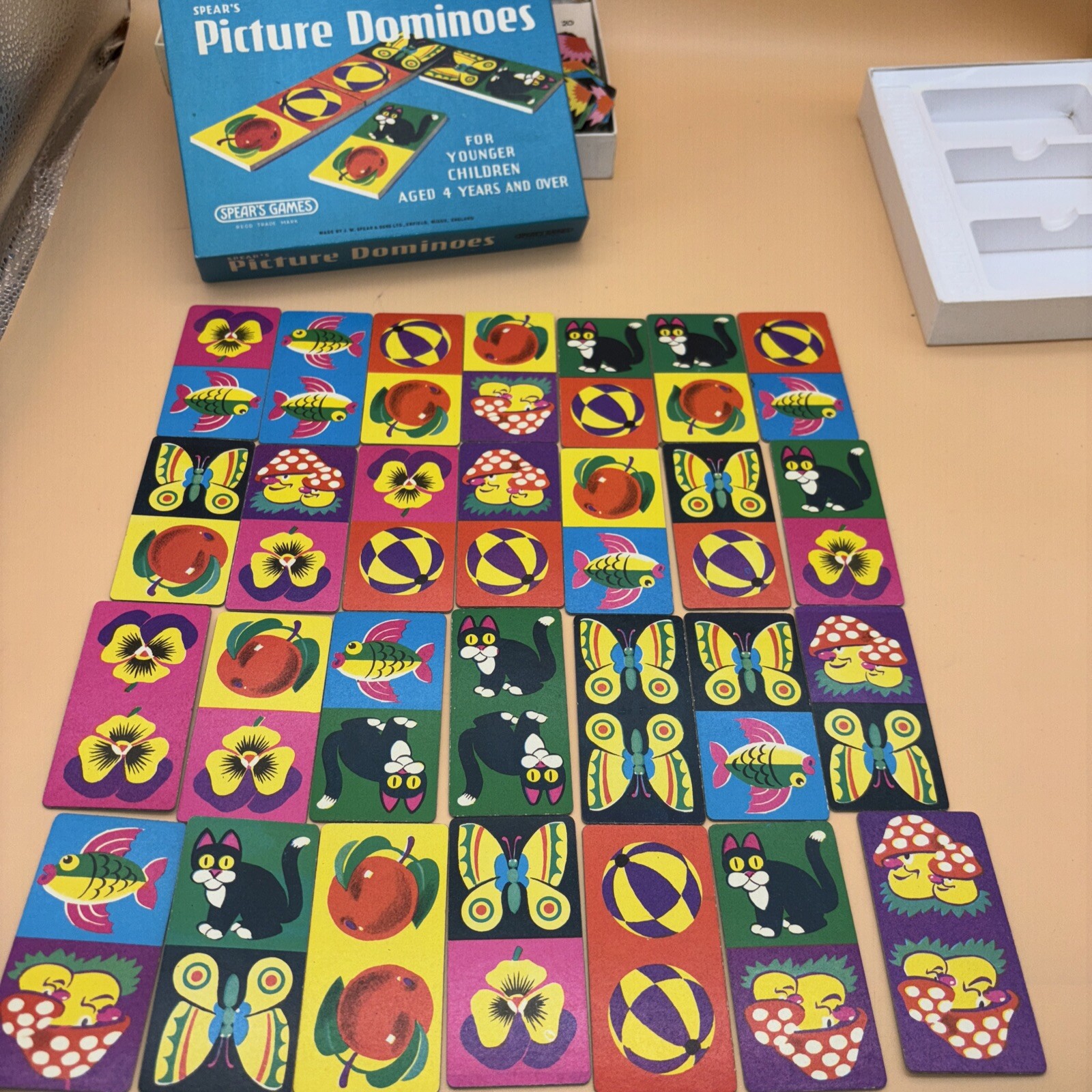 Lot Of 2 Spear’s Games Picture Dominoes & HEX Colour Matching Vtg 1960-1970 MINT