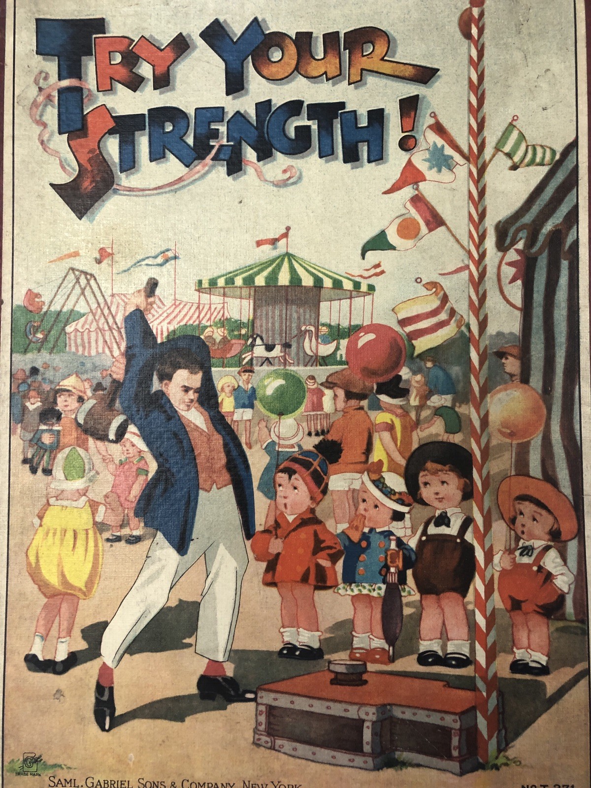 Rare Saml. Gabriel Sons & Co. Board Game Try Your Strength NY- Germany Complete