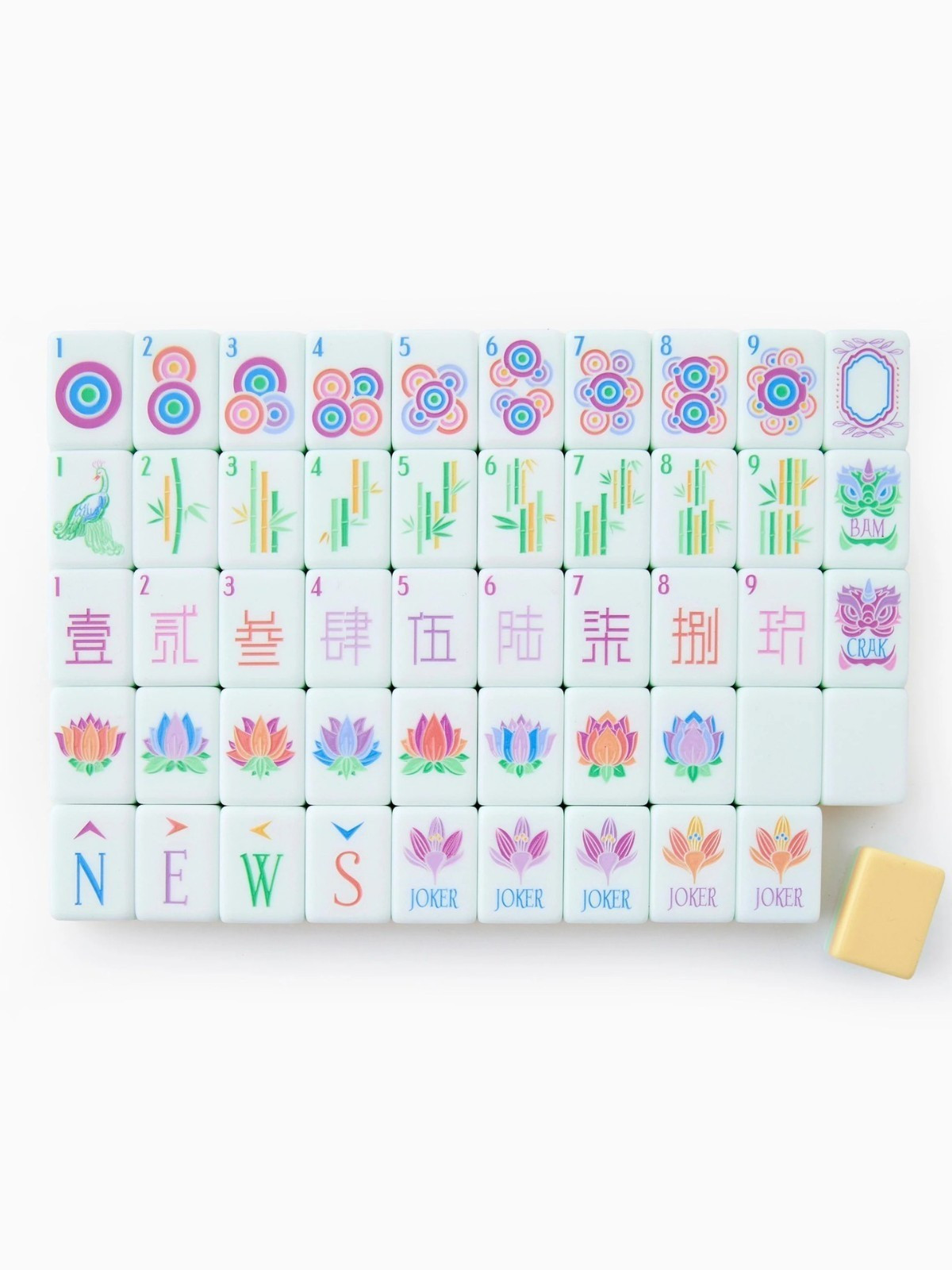 160Pcs 4-Layer Yellow Acrylic American Mahjong Set fast ship
