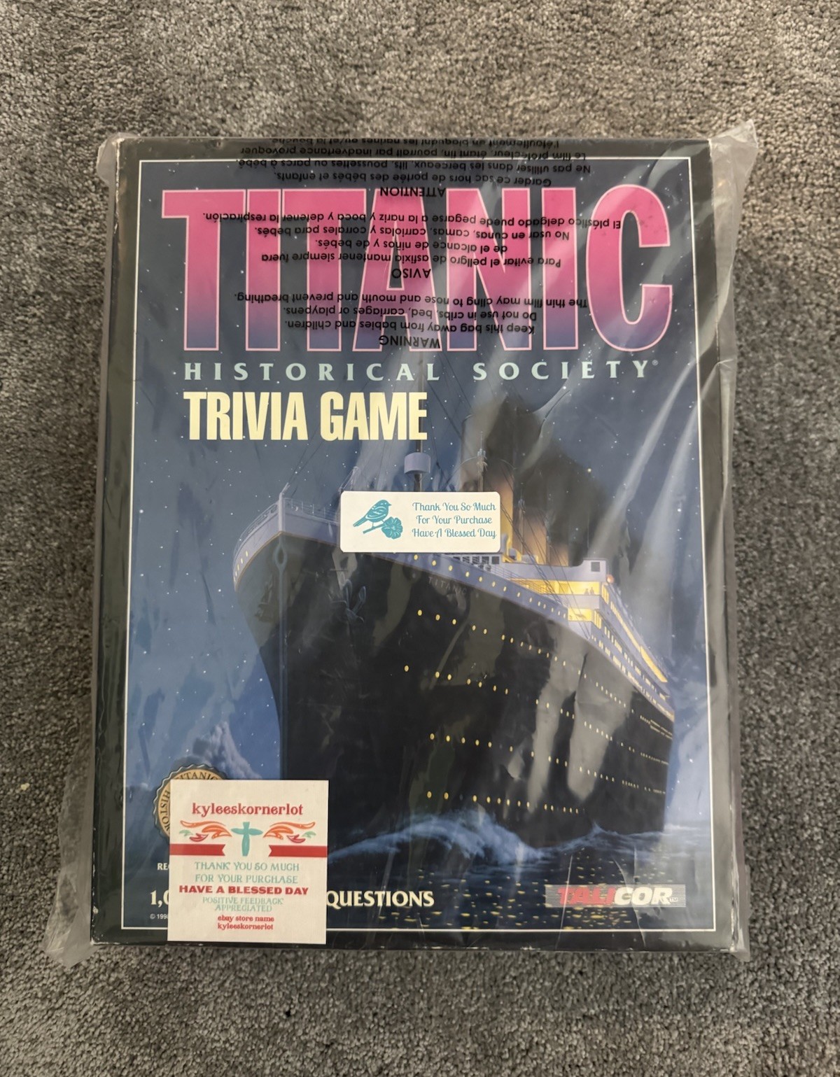 VINTAGE 1998 Titanic Historical Society Trivia Board Game by Talicor 1912 NIB