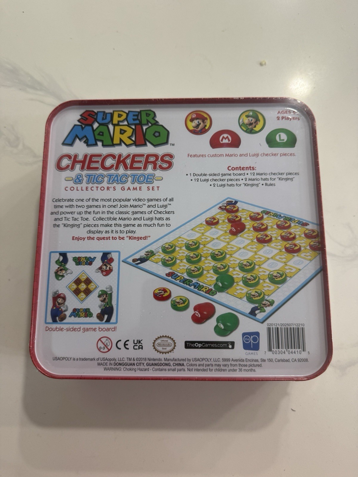 USAopoly Super Mario Checkers & Tic Tac Toe Collector’s Set Double-Sided Board