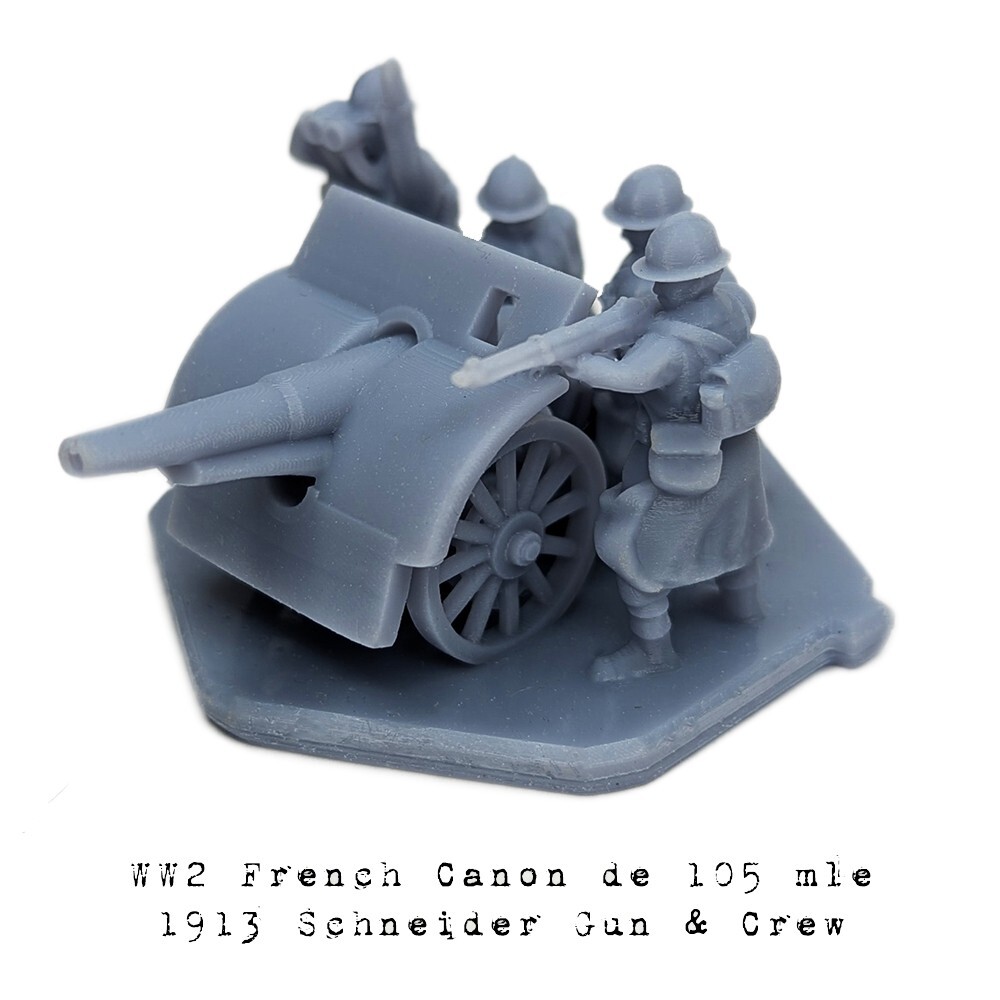 WW2 French Canon de 105 mle 1913 Schneider Gun & Crew Artillery | 15mm, 1/72
