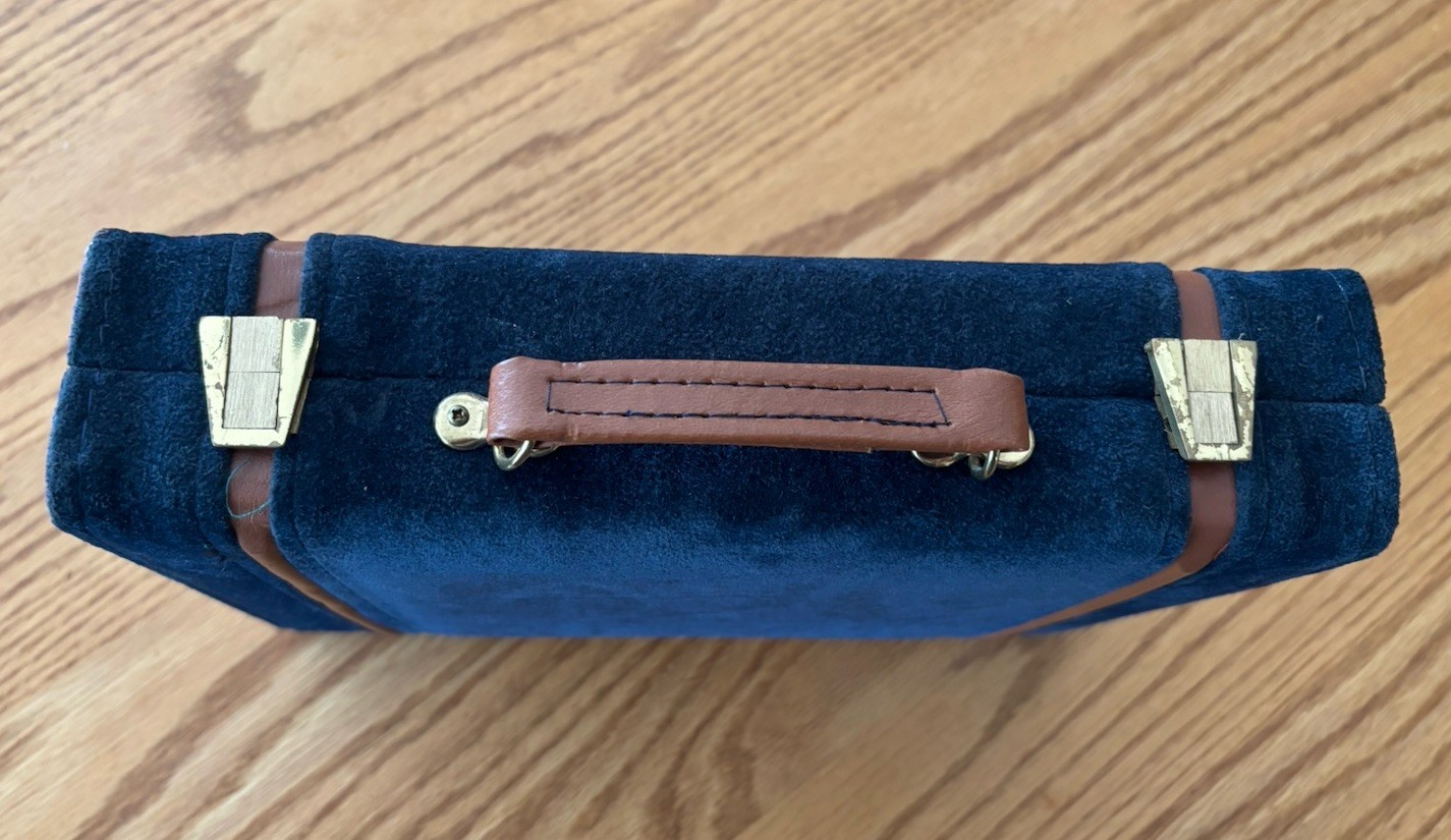 Aries Blue Suede Backgammon Set – 15″ x 10-1/2” – Complete