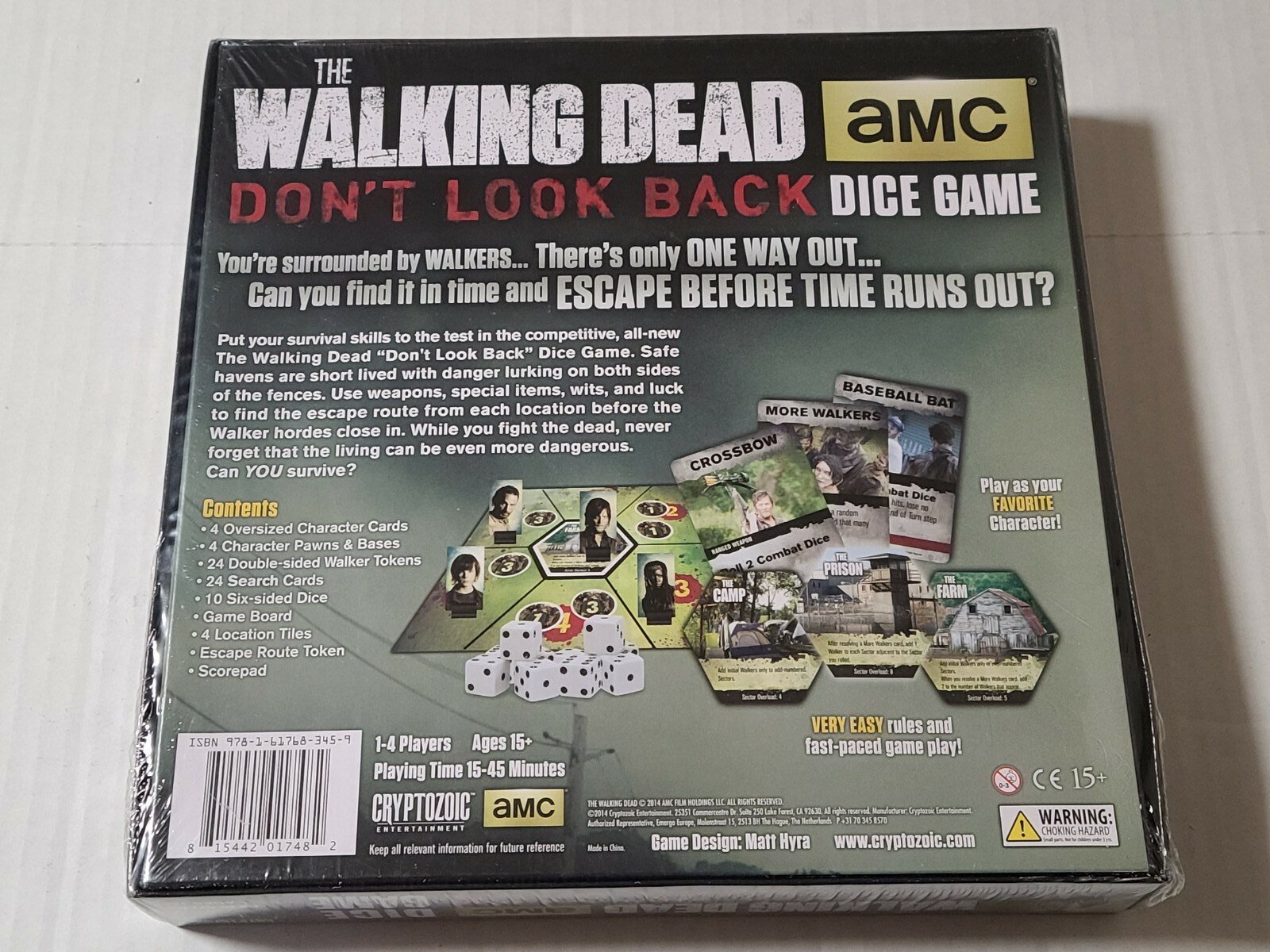 AMC The Walking Dead “Don’t Look Back” Dice Game Cryptozoic 2014 4-Player Zombie