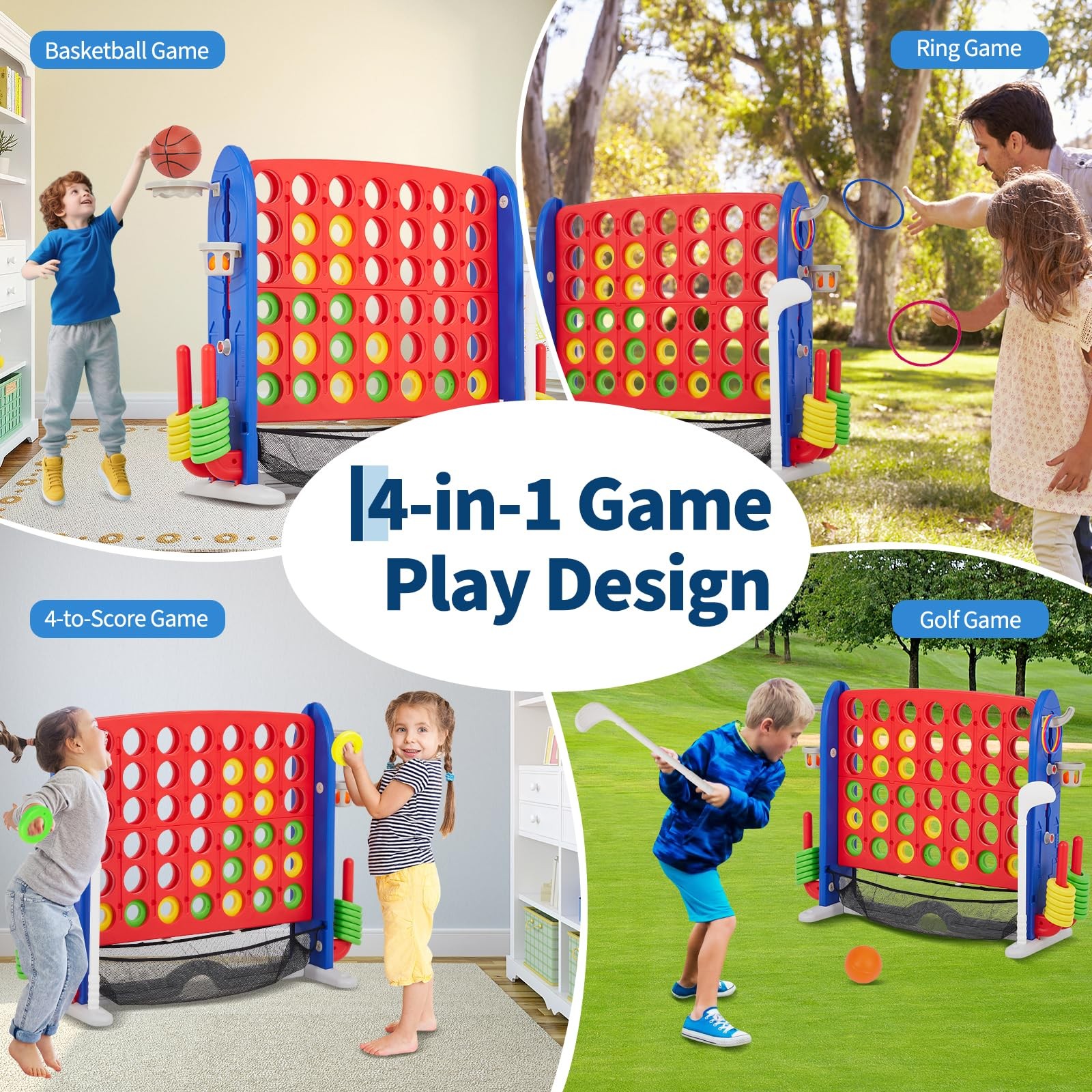 Garveelife 4 In A Row Tabletop Game 3.6 Ft 4 To Score Game For Indoor/Outdoor