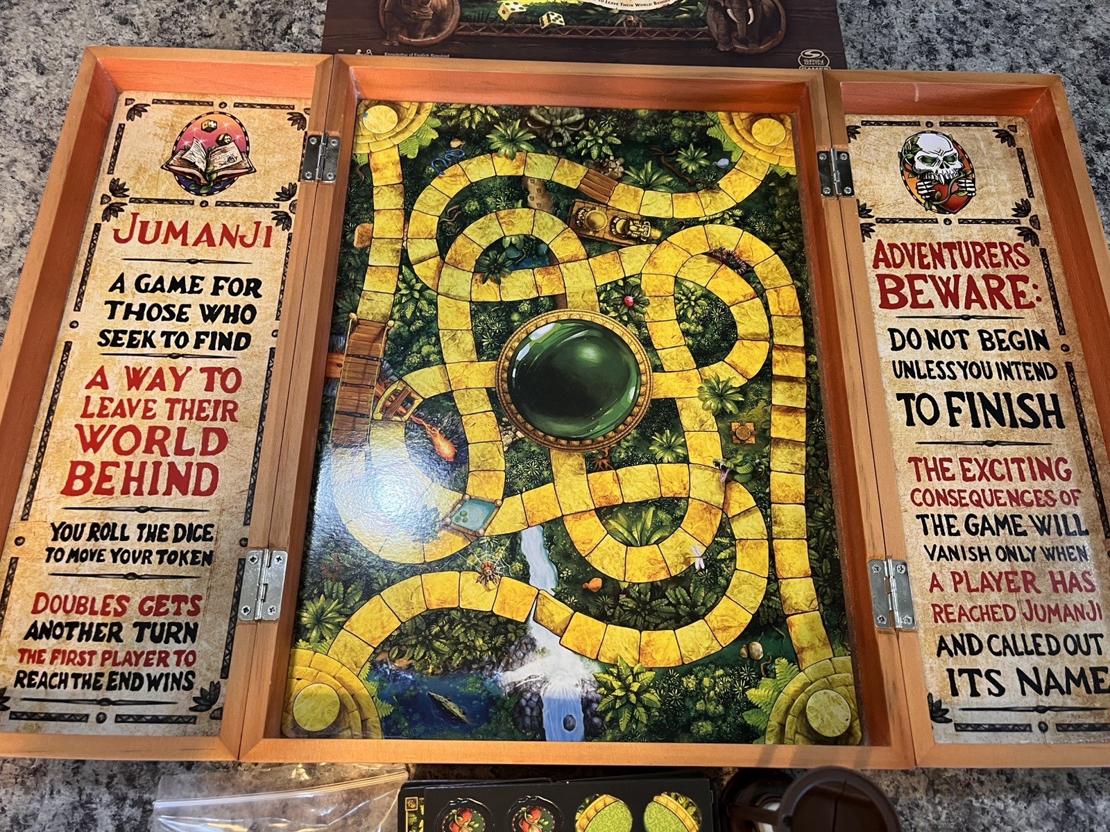 Jumanji The Game Real Wooden Box Edition of the Classic Adventure Game Complete