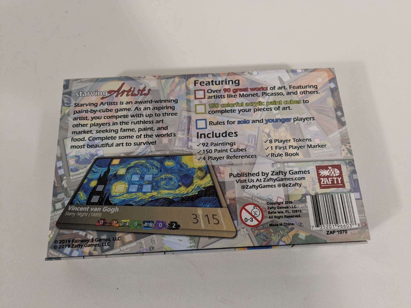 Starving Artists Paint Cube Game Mike Wokasch Zafty Games Strategy Board Game
