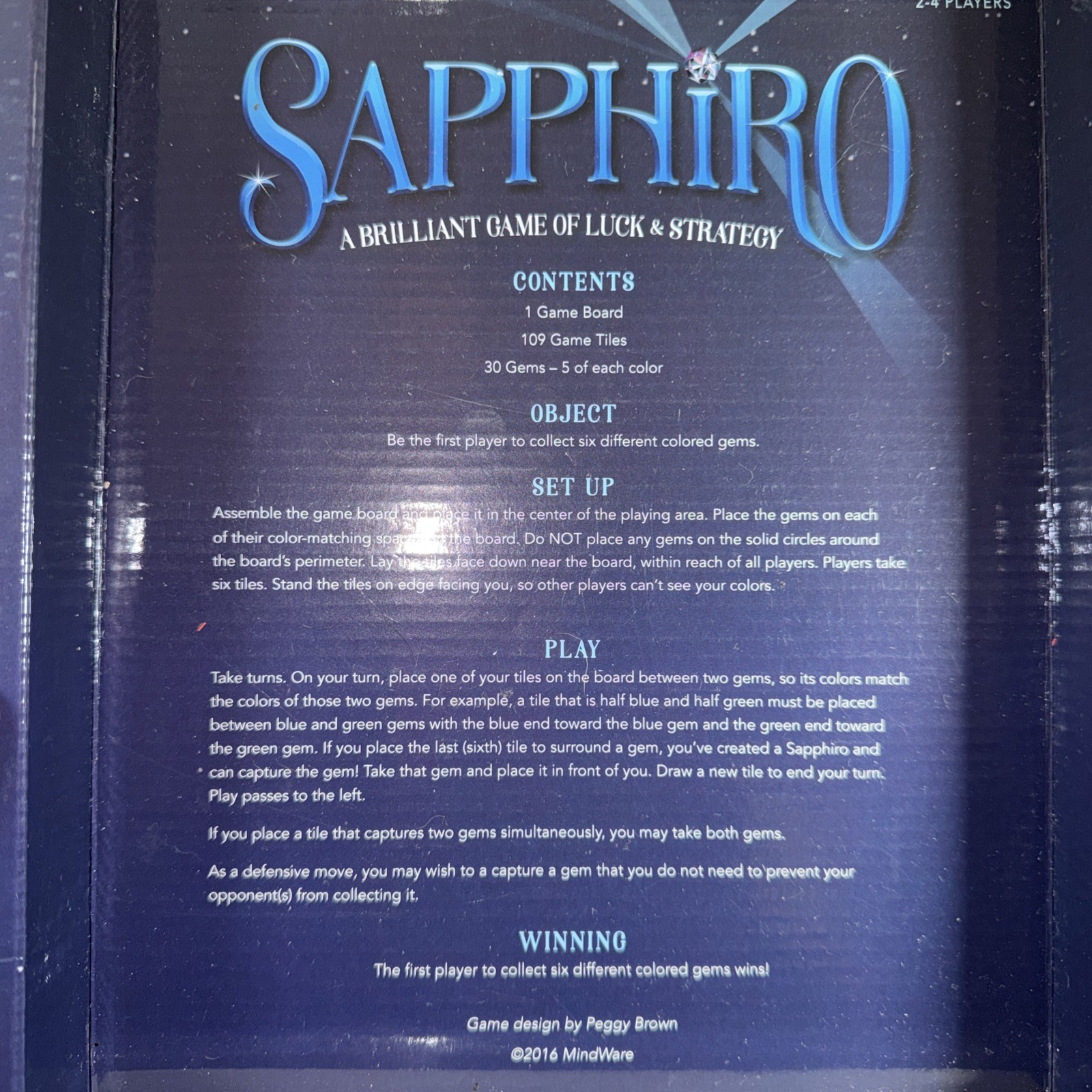 Sapphiro Board Game A Brilliant Game of Luck & Strategy by Mindware