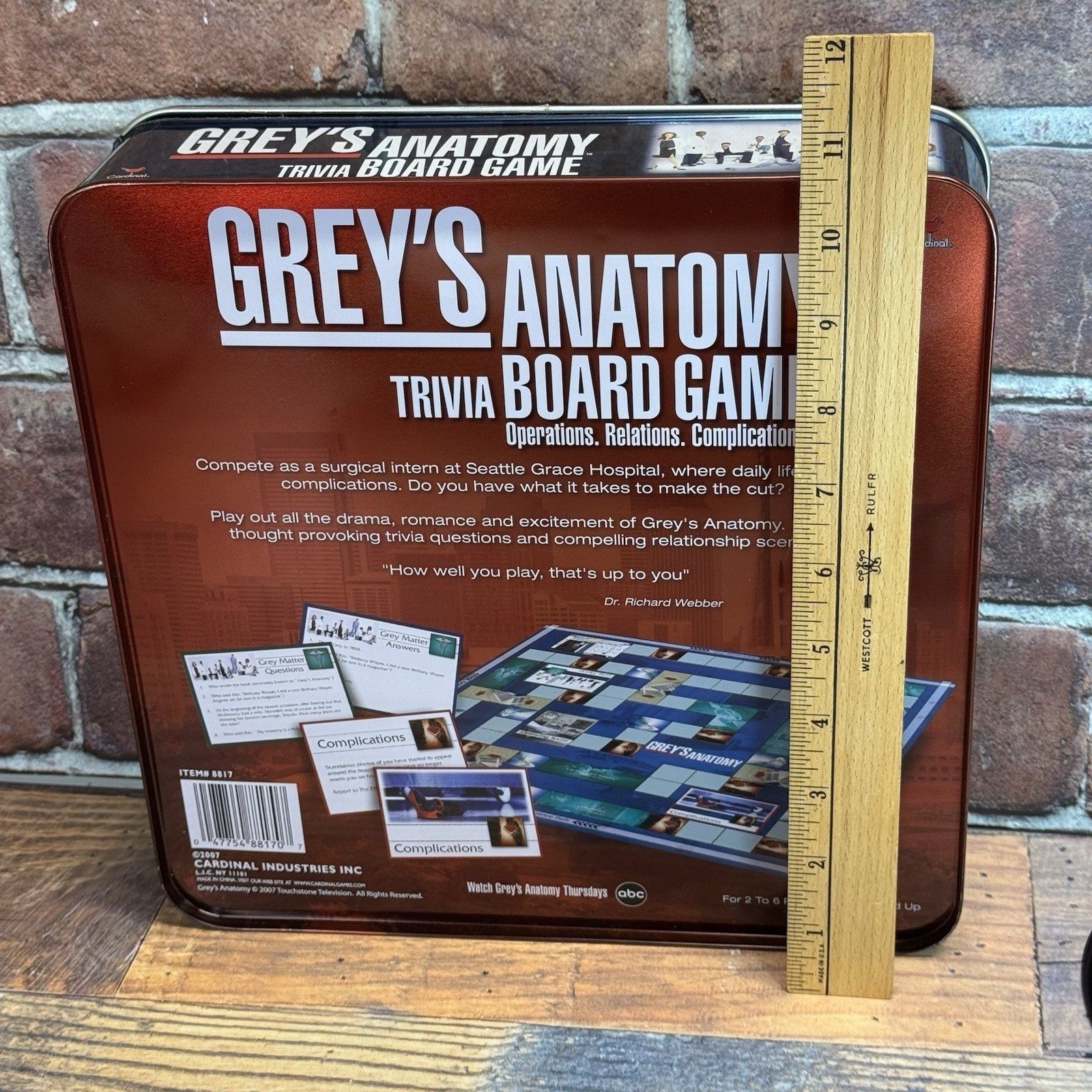 Greys Anatomy Trivia Board Game by Cardinal – 2007 Edition – Metal Tin