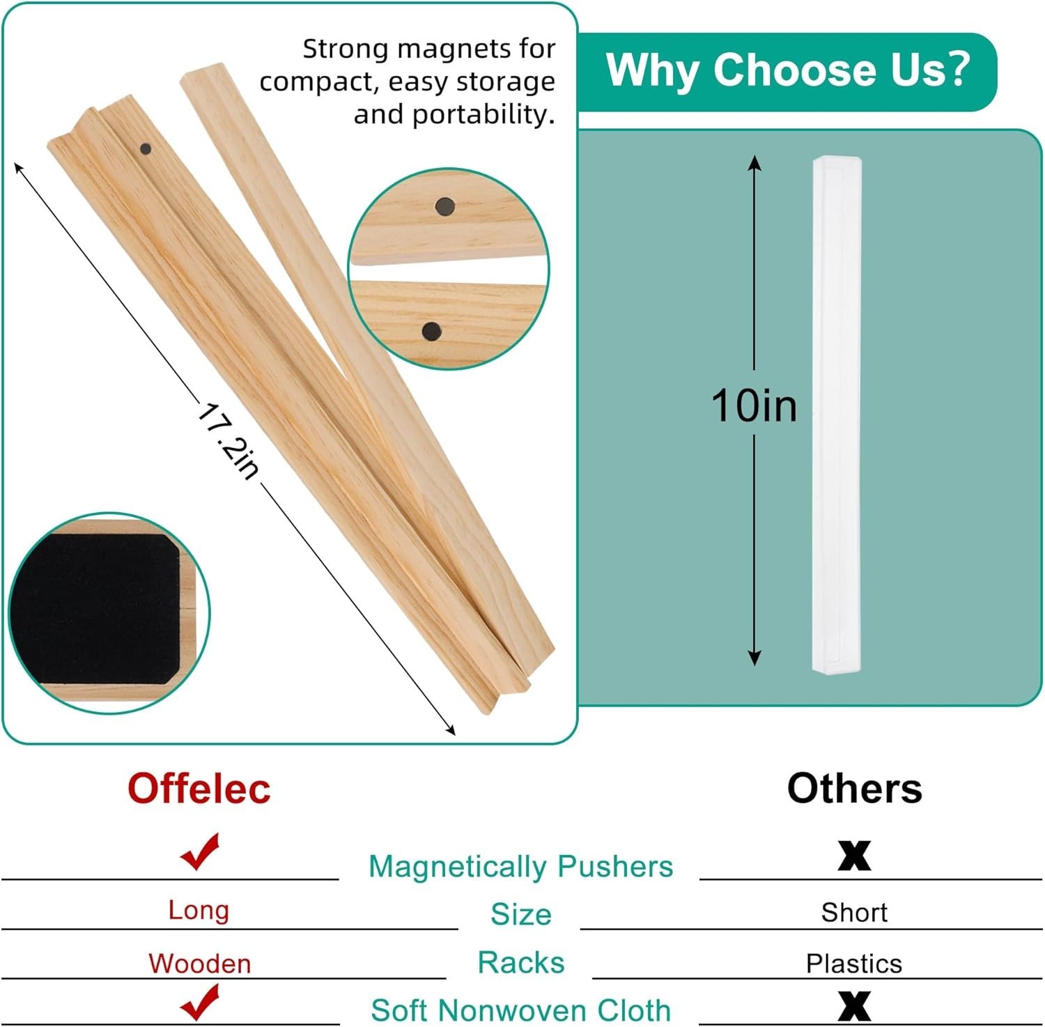 Upgraded Wooden Mahjong Racks – Set of 4 Trays with Magnetic Pushers NEW