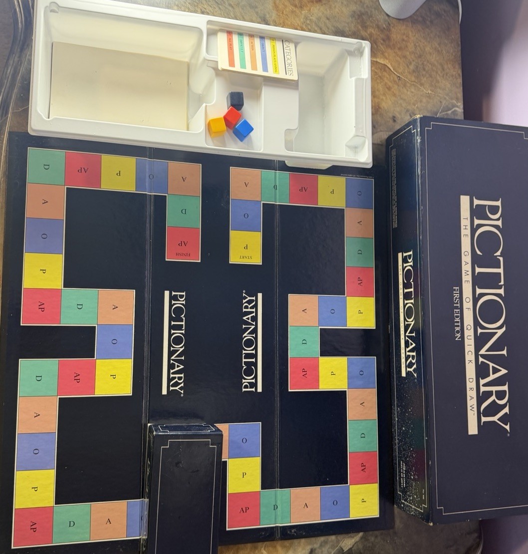 Pictionary 1985 First Edition Board Game Original Box – Missing Blank Pads