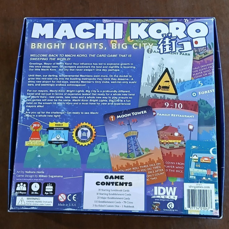IDW Games Machi Koro Bright Lights, Big City Board Game Pre-Owned 100% Complete