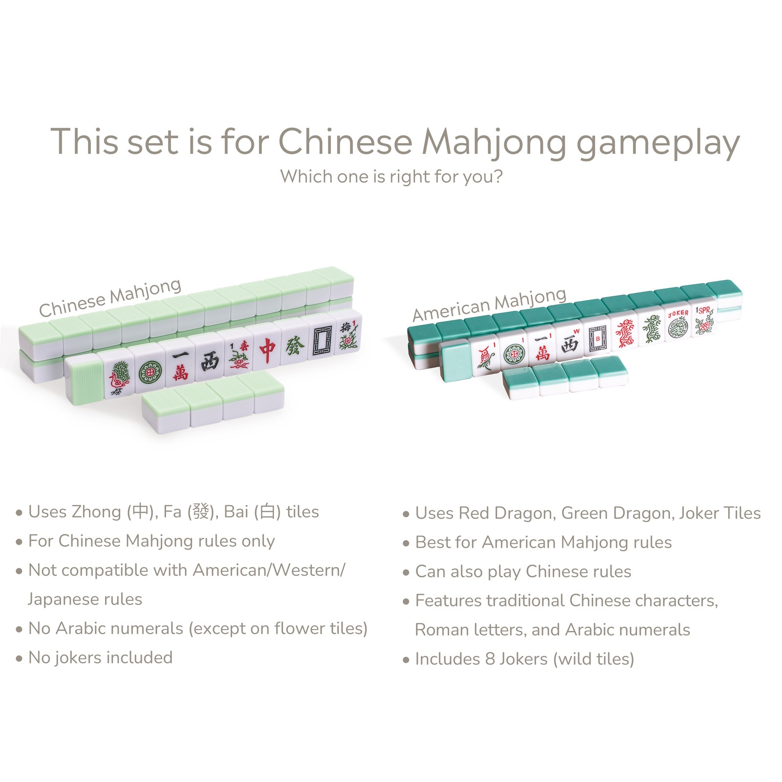 Chinese Mahjong Set, “Celadon Willow” with 146 Medium Tiles