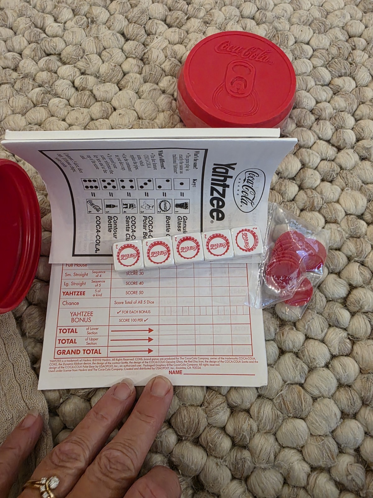 2002 COLLECTORS EDITION YAHTZEE GAME COCA-COLA