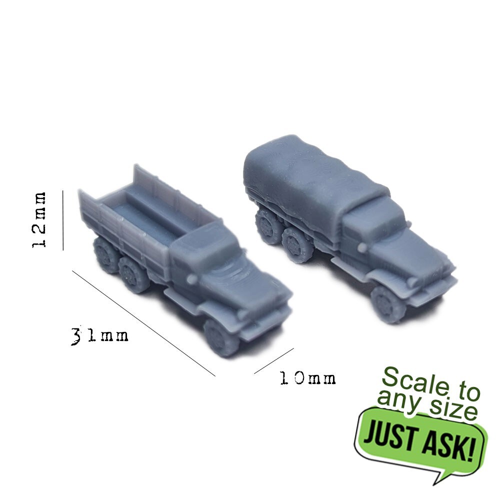 WW2 American GMC CCKW “Jimmy” Supply Truck Models 4pcs | G-508, 15mm, 20mm, 1/72