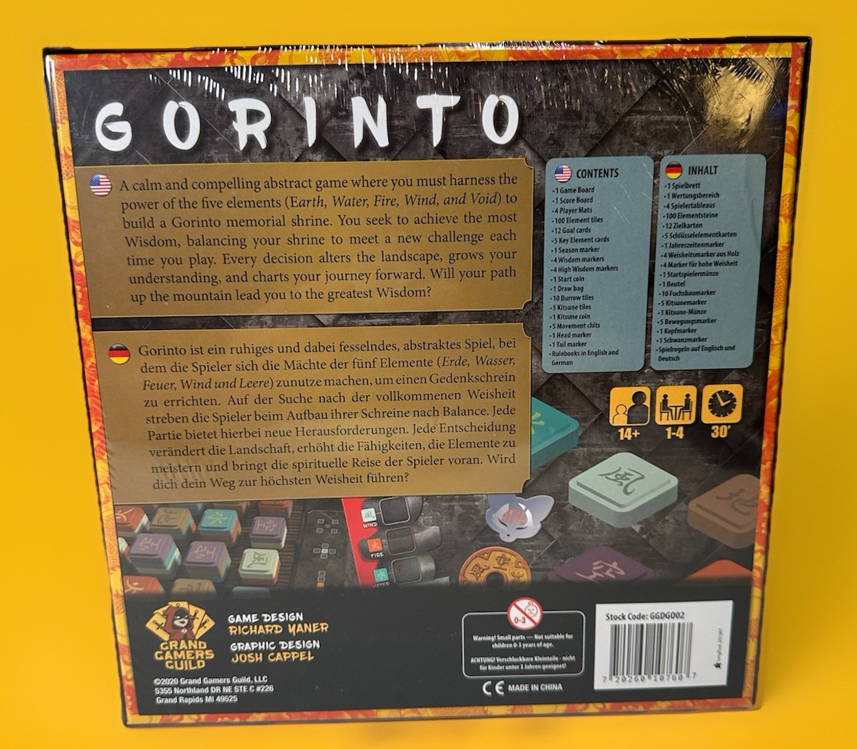 Gorinto Board Game NEW Sealed – Grand Gamers Guild – Abstract Strategy
