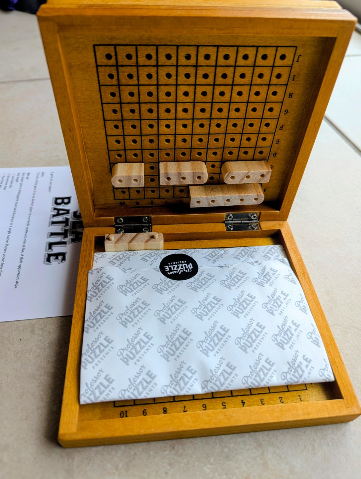 SEA BATTLE WOODEN GAMES WORKSHOP by Professor Puzzle Real Wood Classic Game NEW