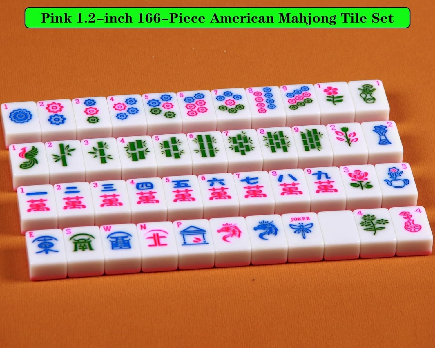 Pink Mahjong Tile Set 1.2 Inch American Mahjong Set 166 Mahjong Set