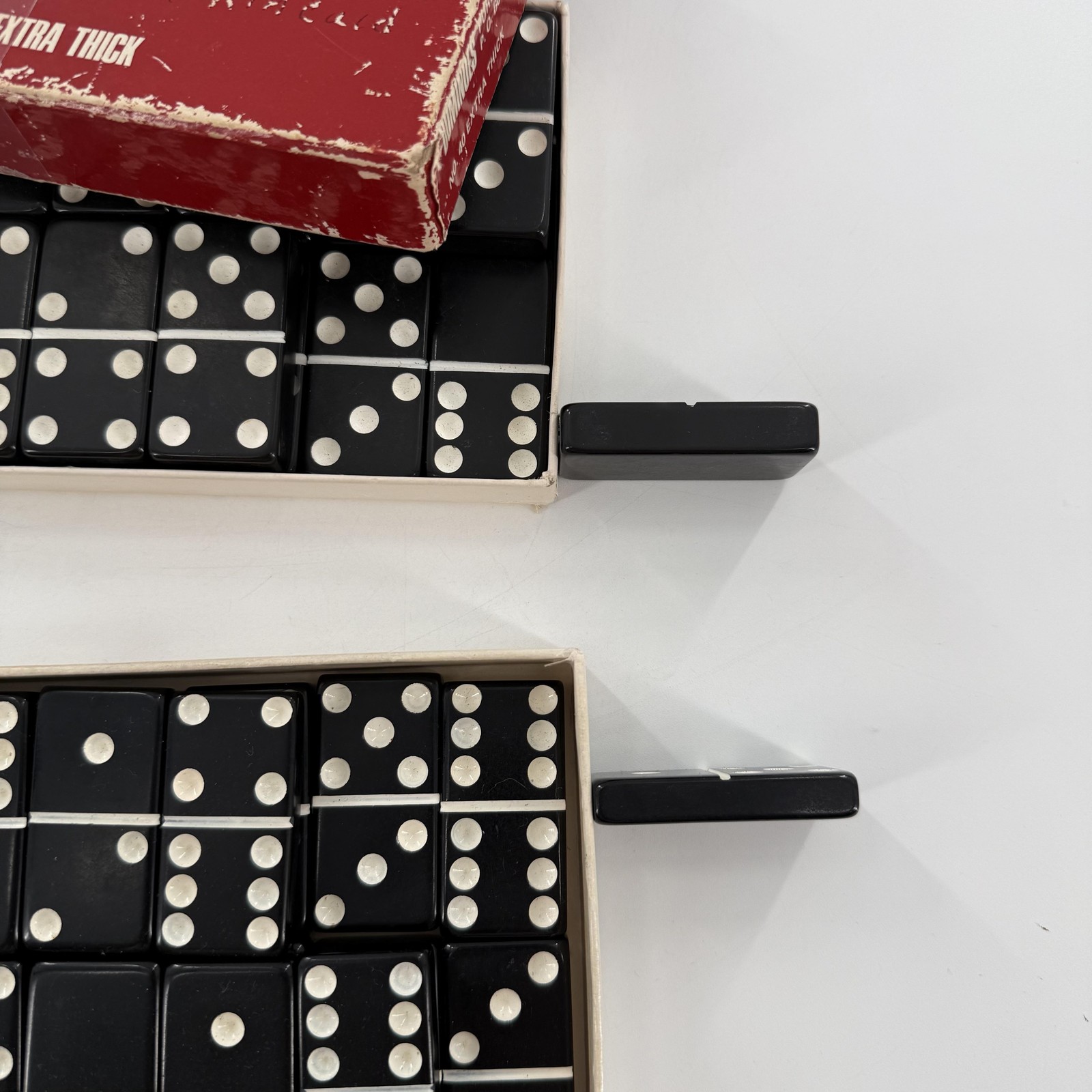 Vintage Puremco Extra Thick Dominoes Double Six Black Tile Game NOT COMPLETE