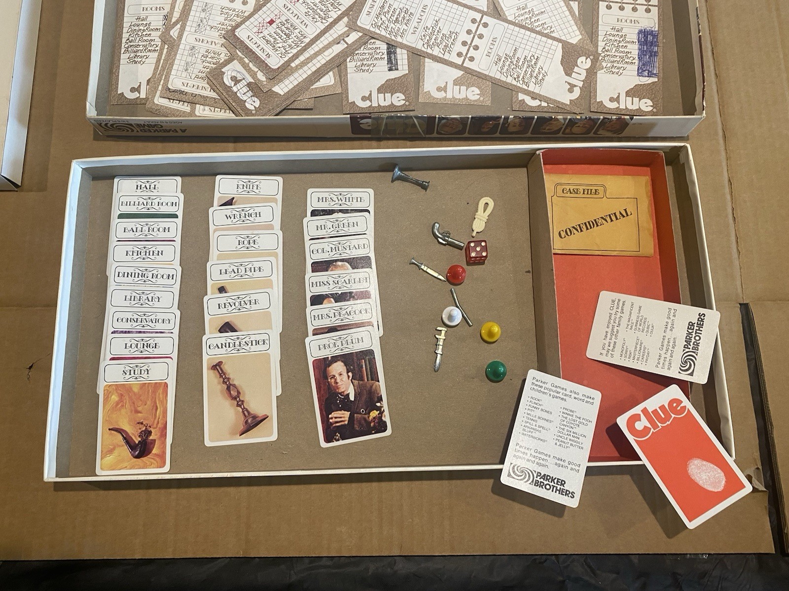 Vintage 1972 Clue Detective Board Game Complete Parker Brothers No. 45