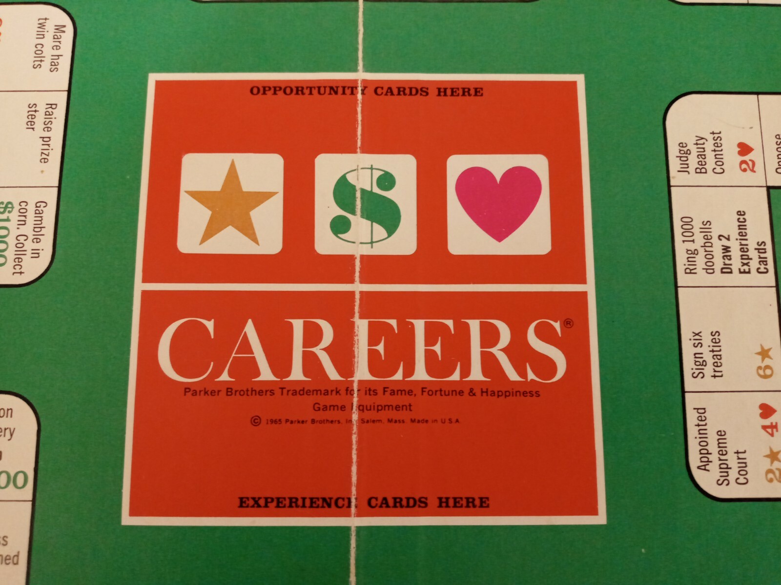 1965 Parker Brothers CAREERS Family Board Game of Fame, Fortune & Happiness CR7A