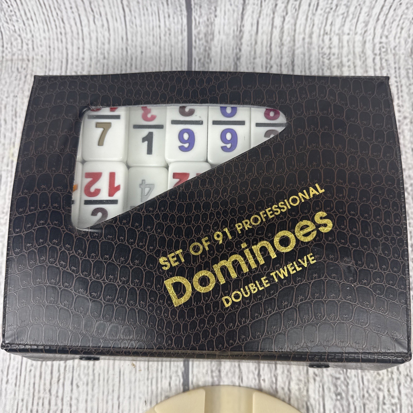Vtg Double Twelve Dominoes Set Of 91 Leather Case Complete W Mexican Train Clean