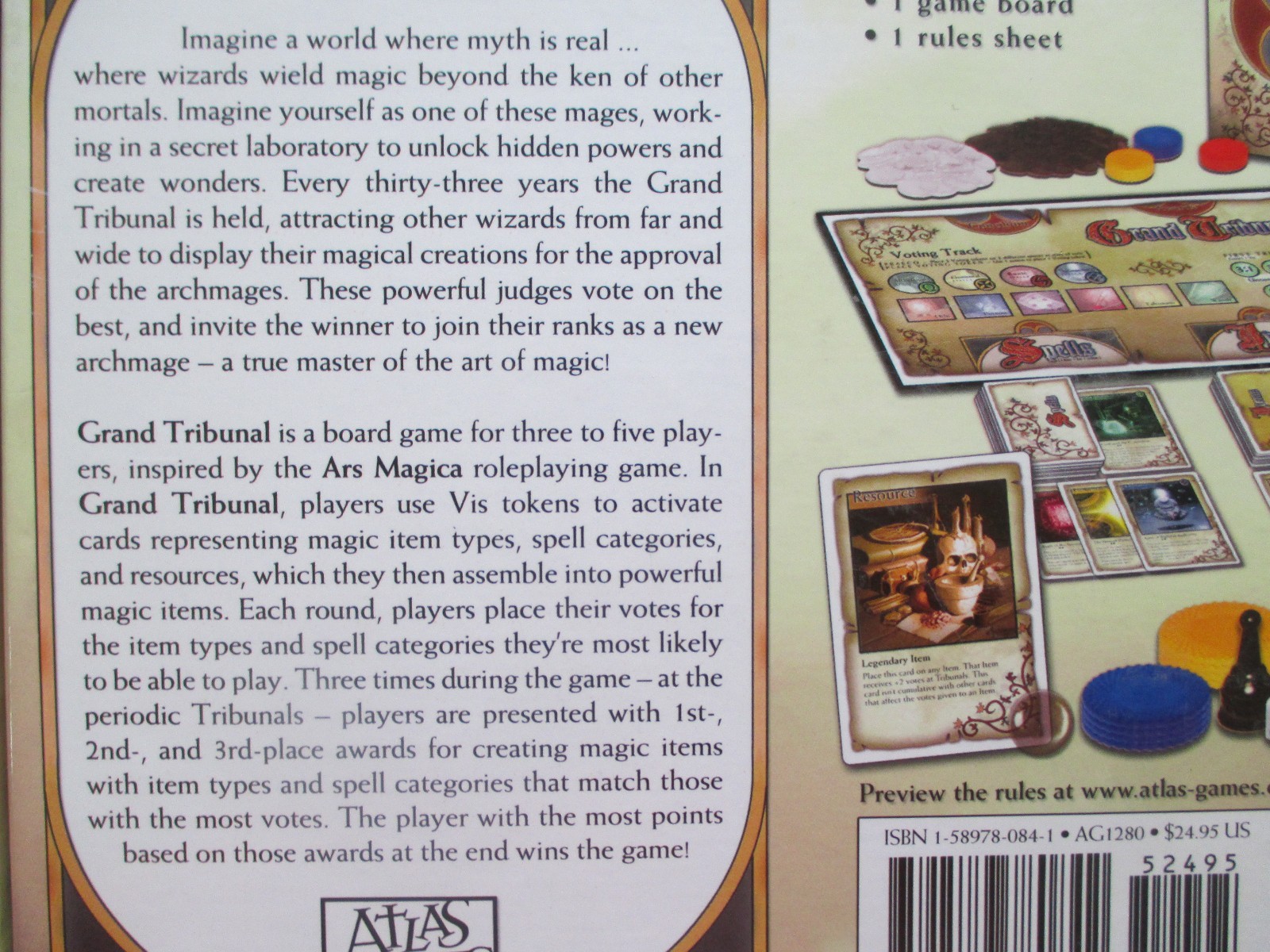 Grand Tribunal A Board Game Of Magical Invention by P R Chase Atlas Games Wizard