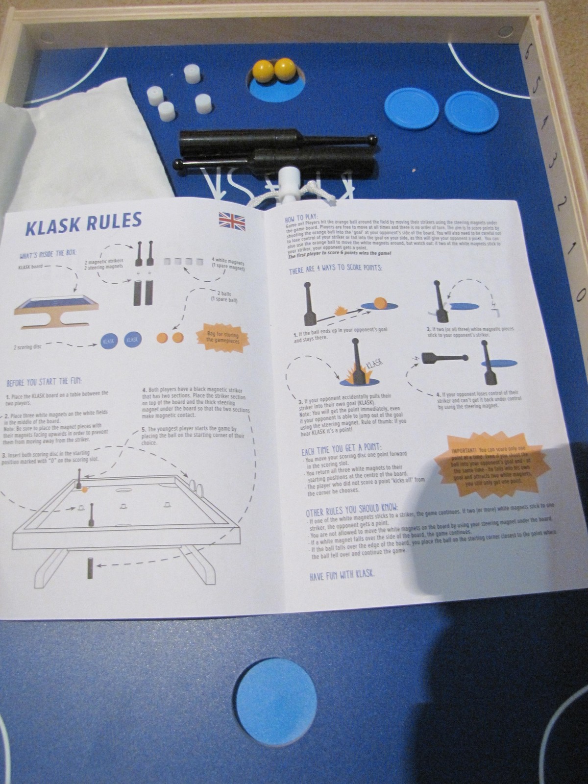 KLASK The Magnetic Game Of Skill Board Game Complete With Box Family Fun