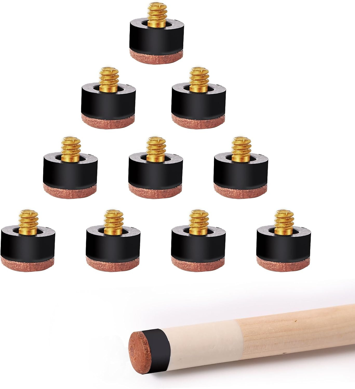 10 Pack Billiard Pool Cue Tips Replacement – Soft/Hard Screw-On Tips